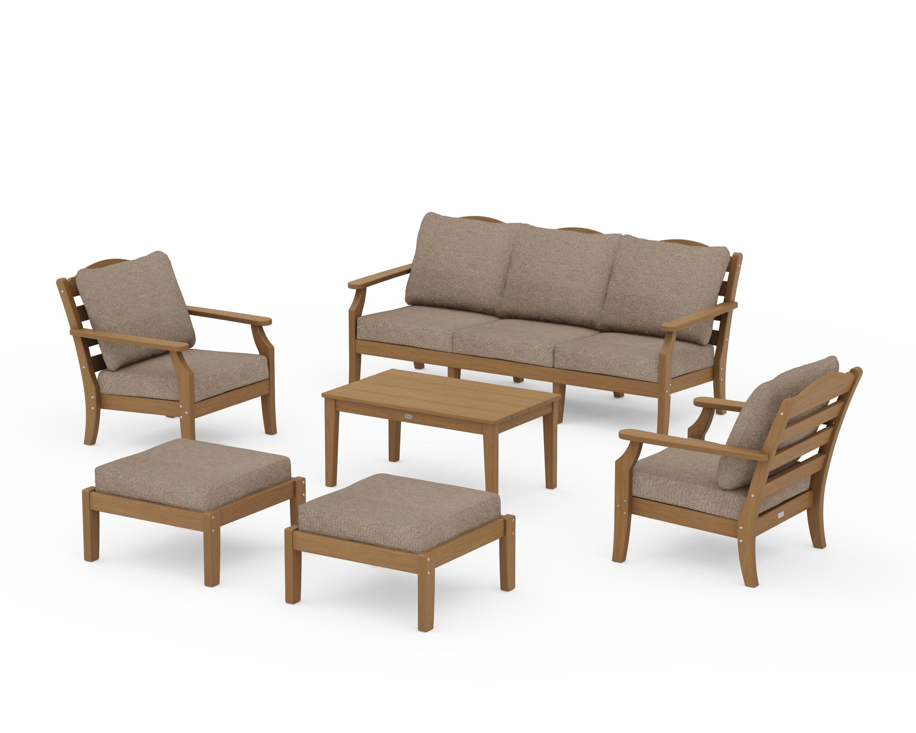 Savannah 6-Piece Lounge Sofa Set in Natural / Spiced Burlap
