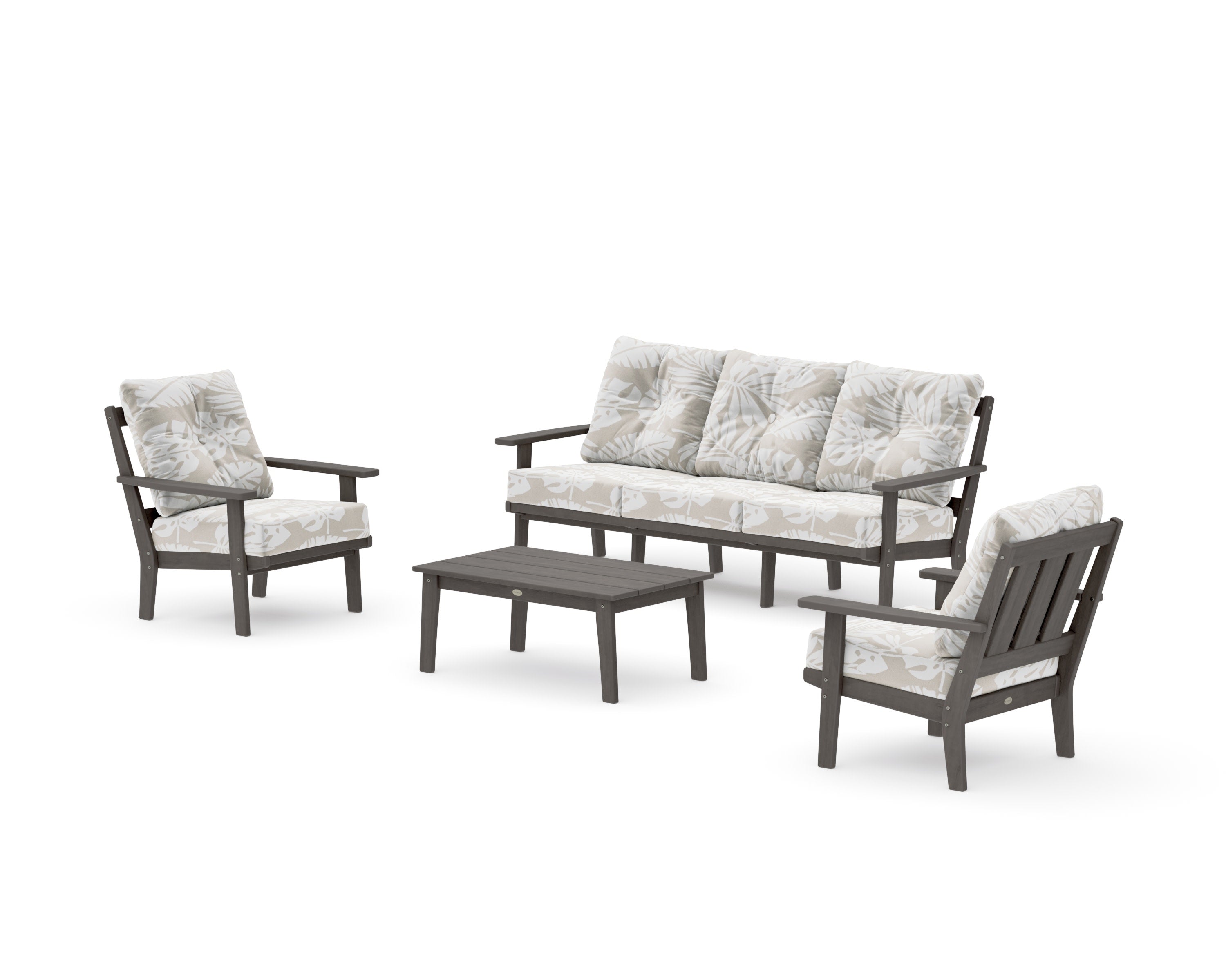 Oxford 4-Piece Deep Seating Set with Sofa in Driftwood / Leaf Dune Burlap