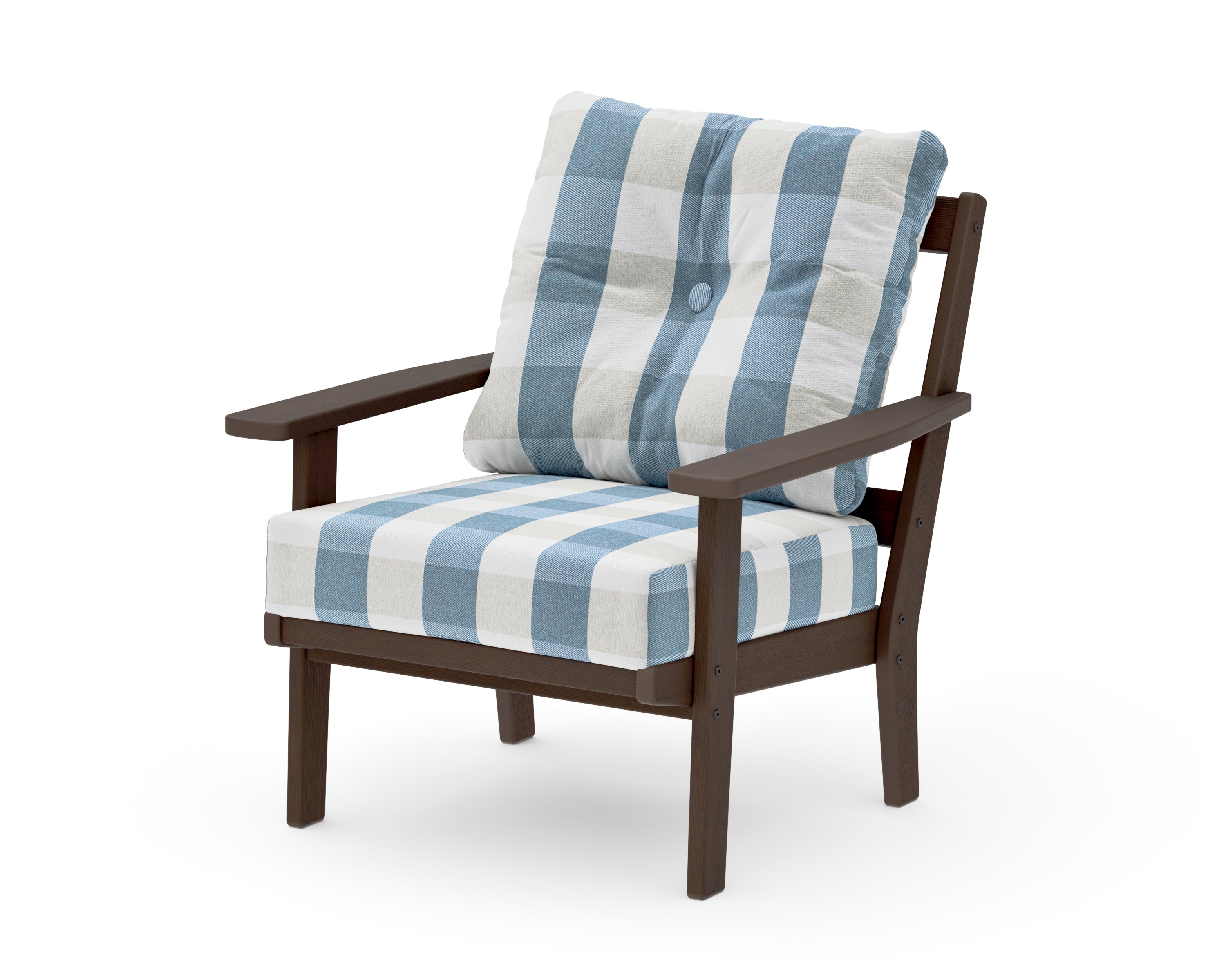 Oxford Deep Seating Chair in Kona / Buffalo Plaid Sky Blue