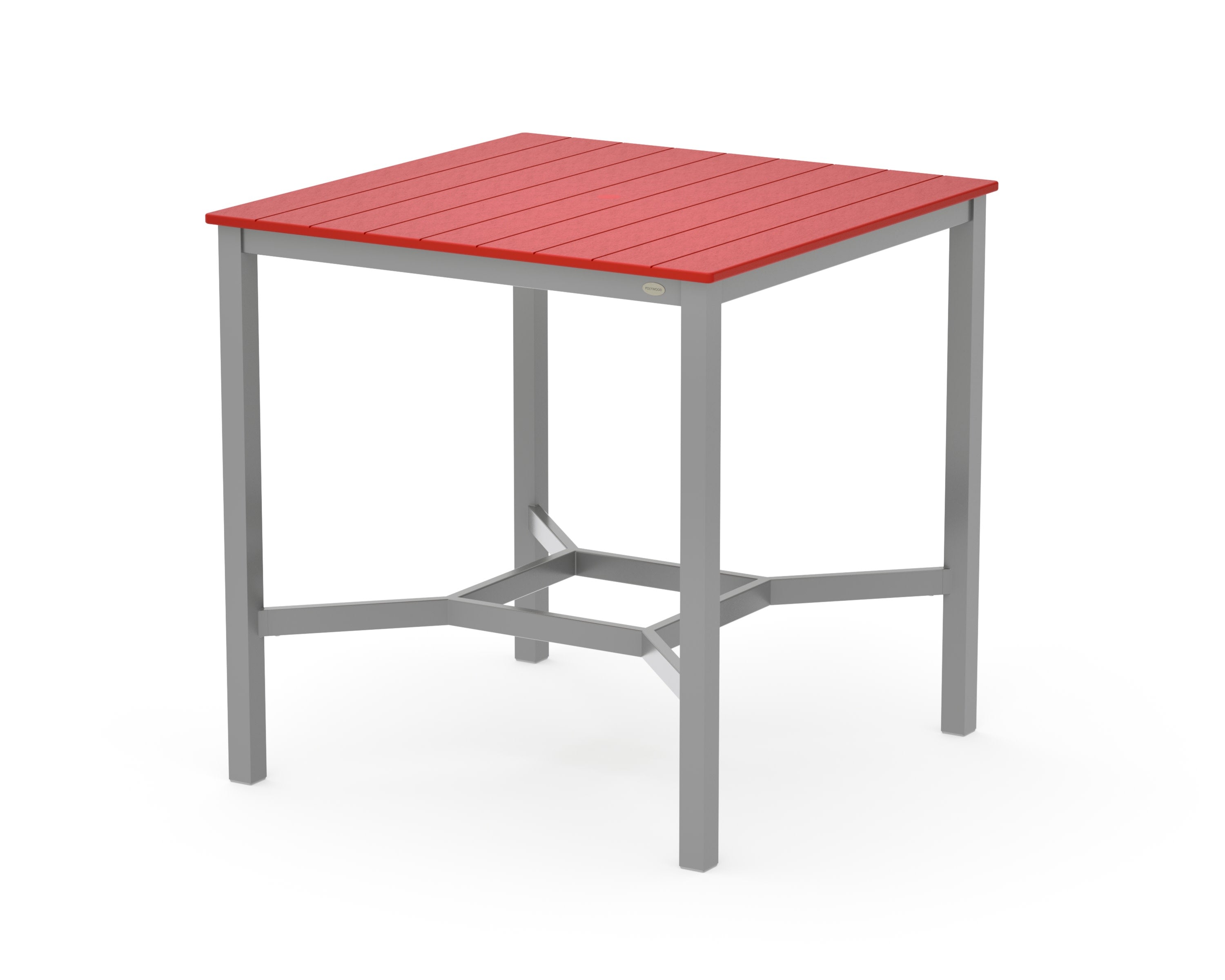 Main Street 42 x 42 Bar Table in Silver / Sunset Red