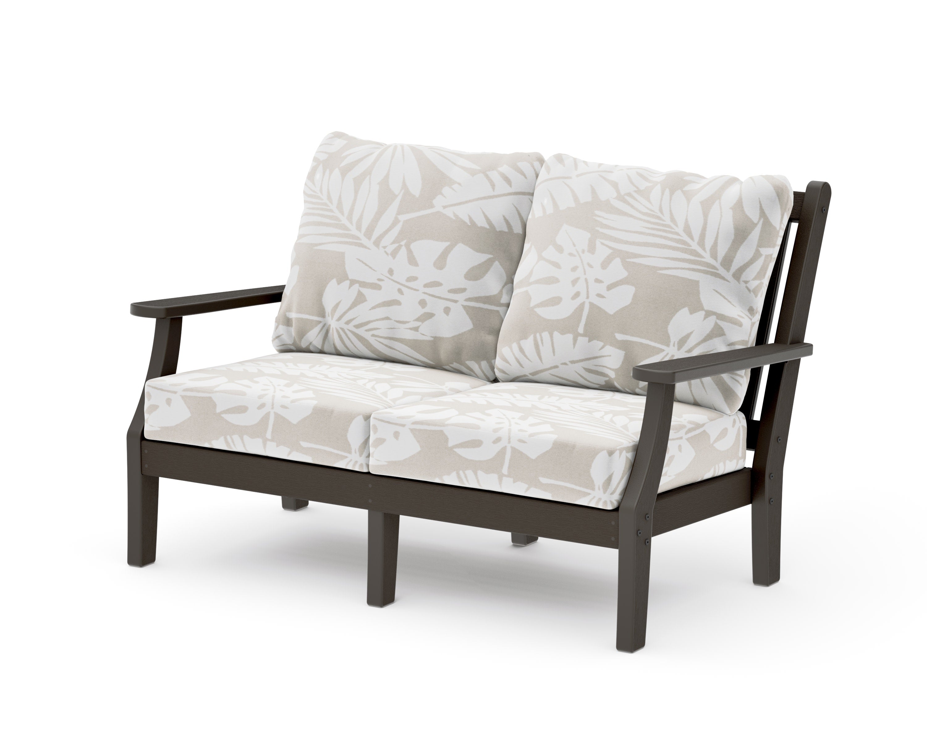 Wovendale Deep Seating Loveseat in Vintage Coffee / Leaf Dune Burlap