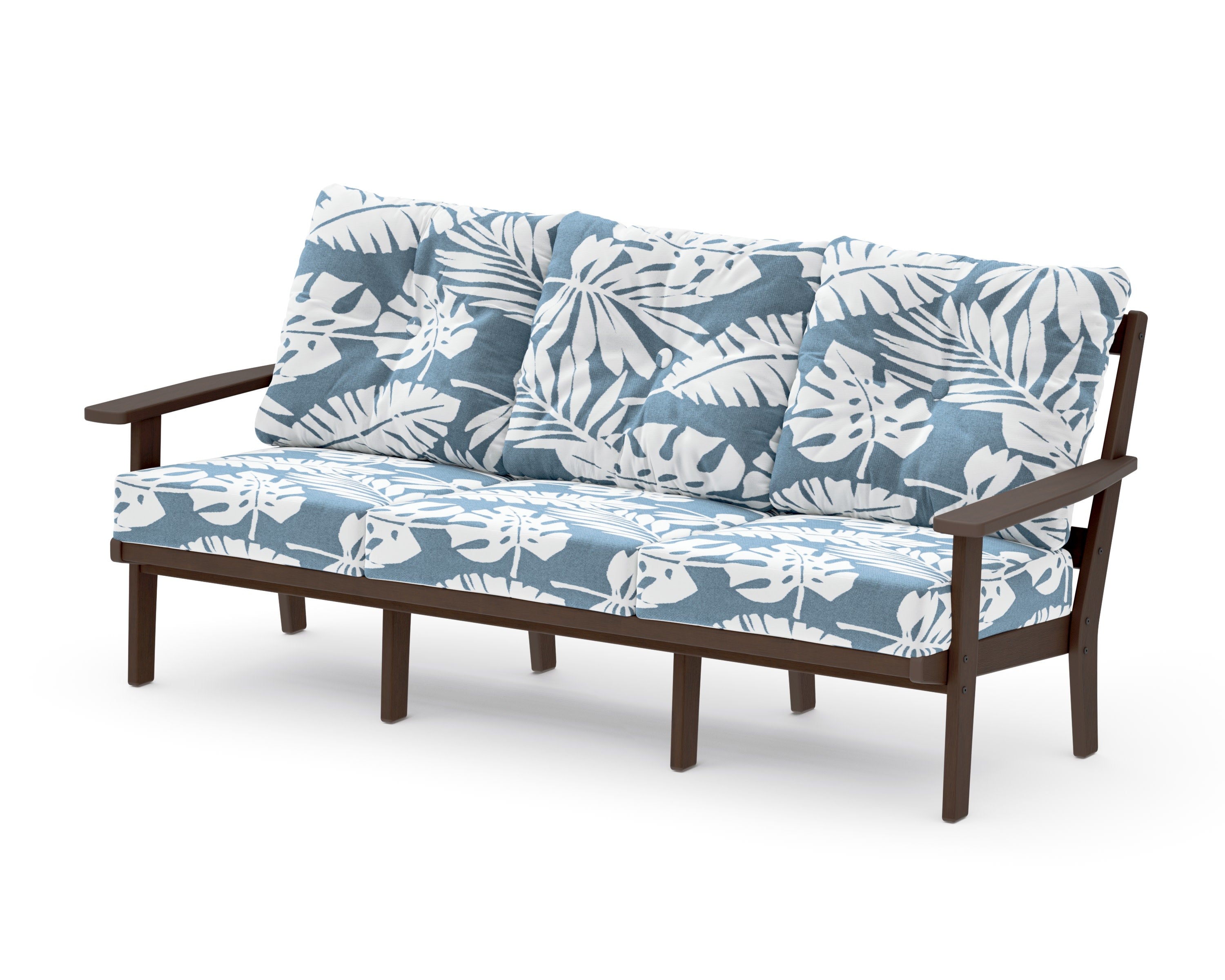 Oxford Deep Seating Sofa in Kona / Leaf Sky Blue