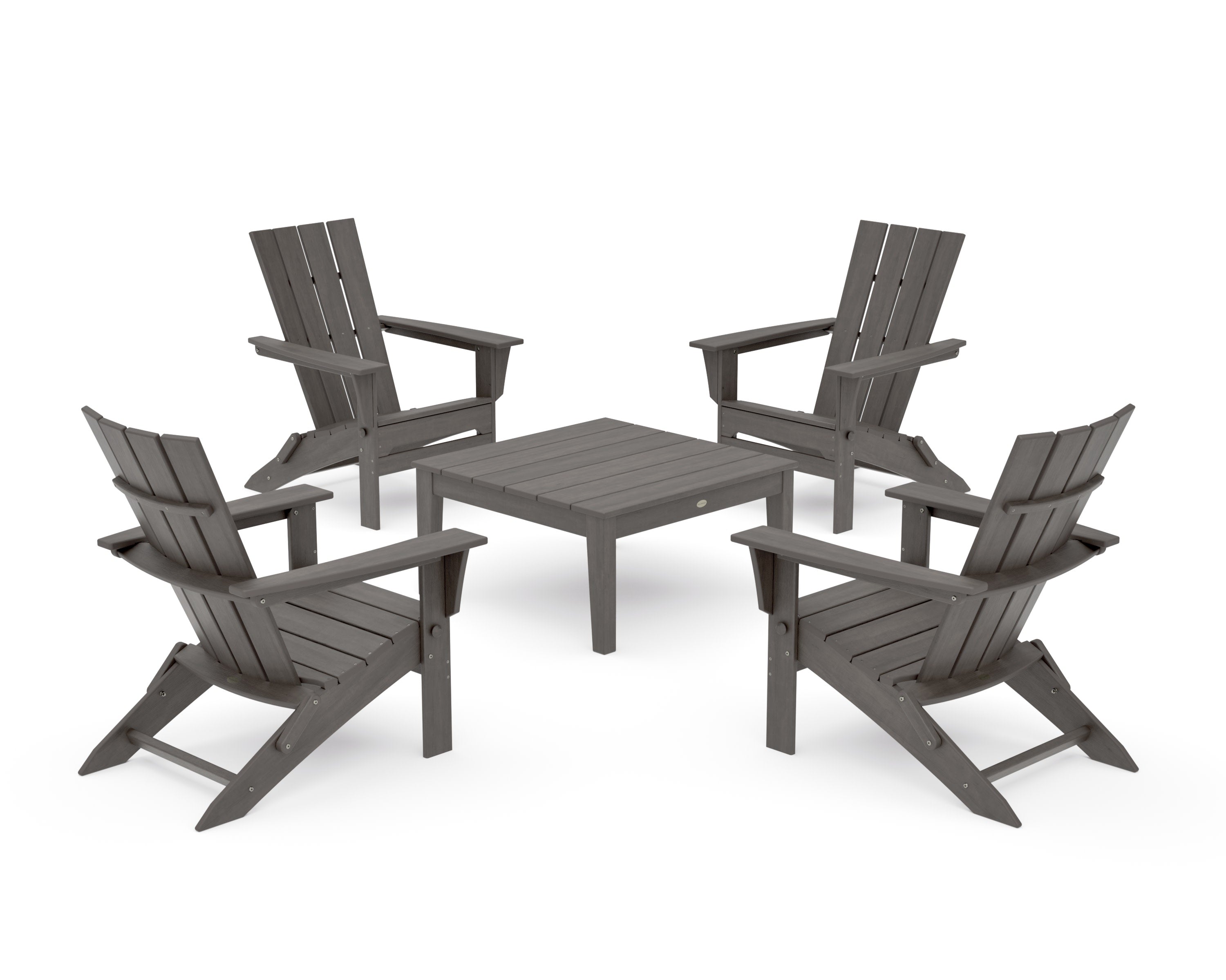 Quattro Folding Chair 5-Piece Conversation Set in Driftwood