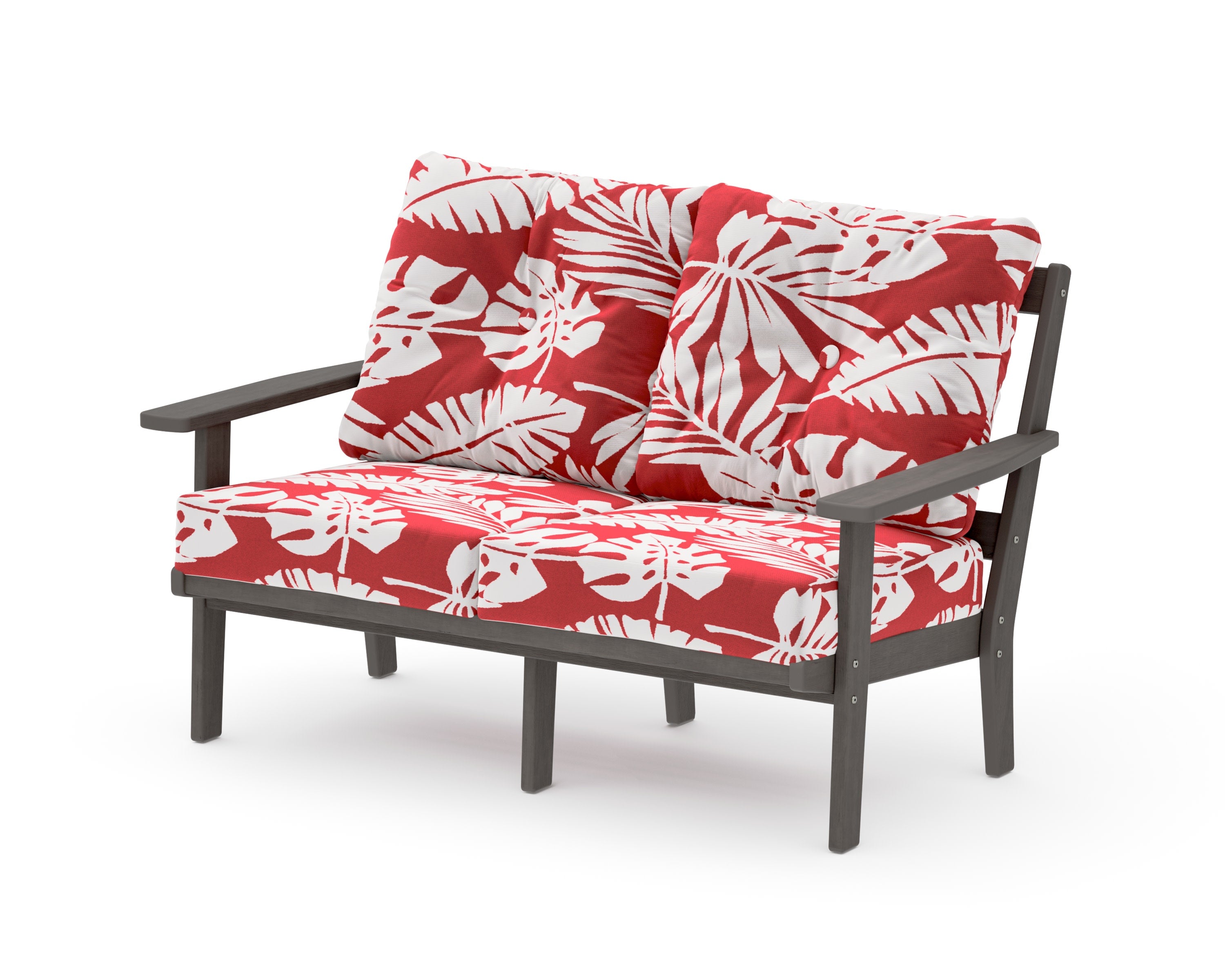 Oxford Deep SeatingLoveseat in Driftwood / Leaf Crimson