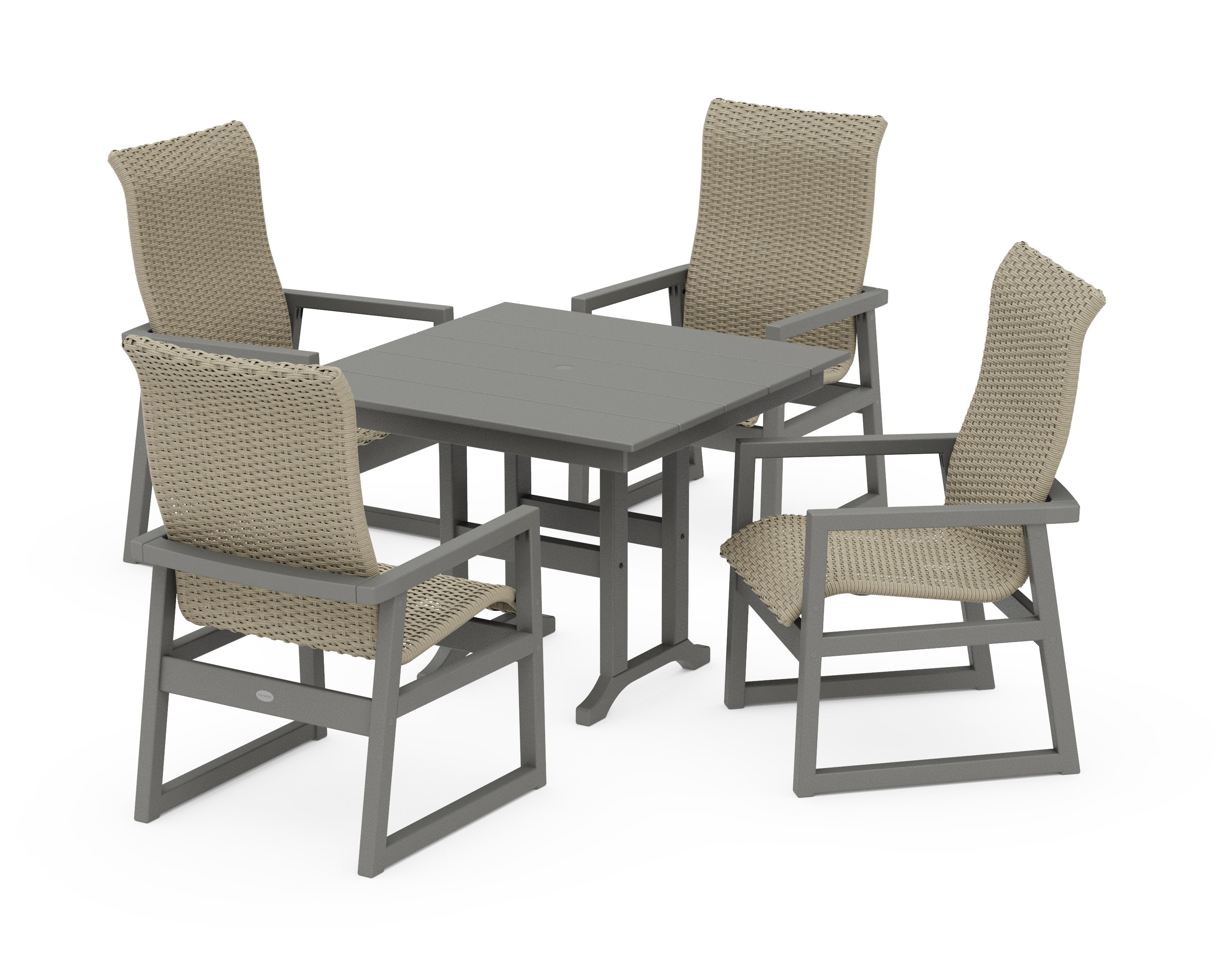 EDGE Woven Highback 5-Piece Farmhouse Dining Set