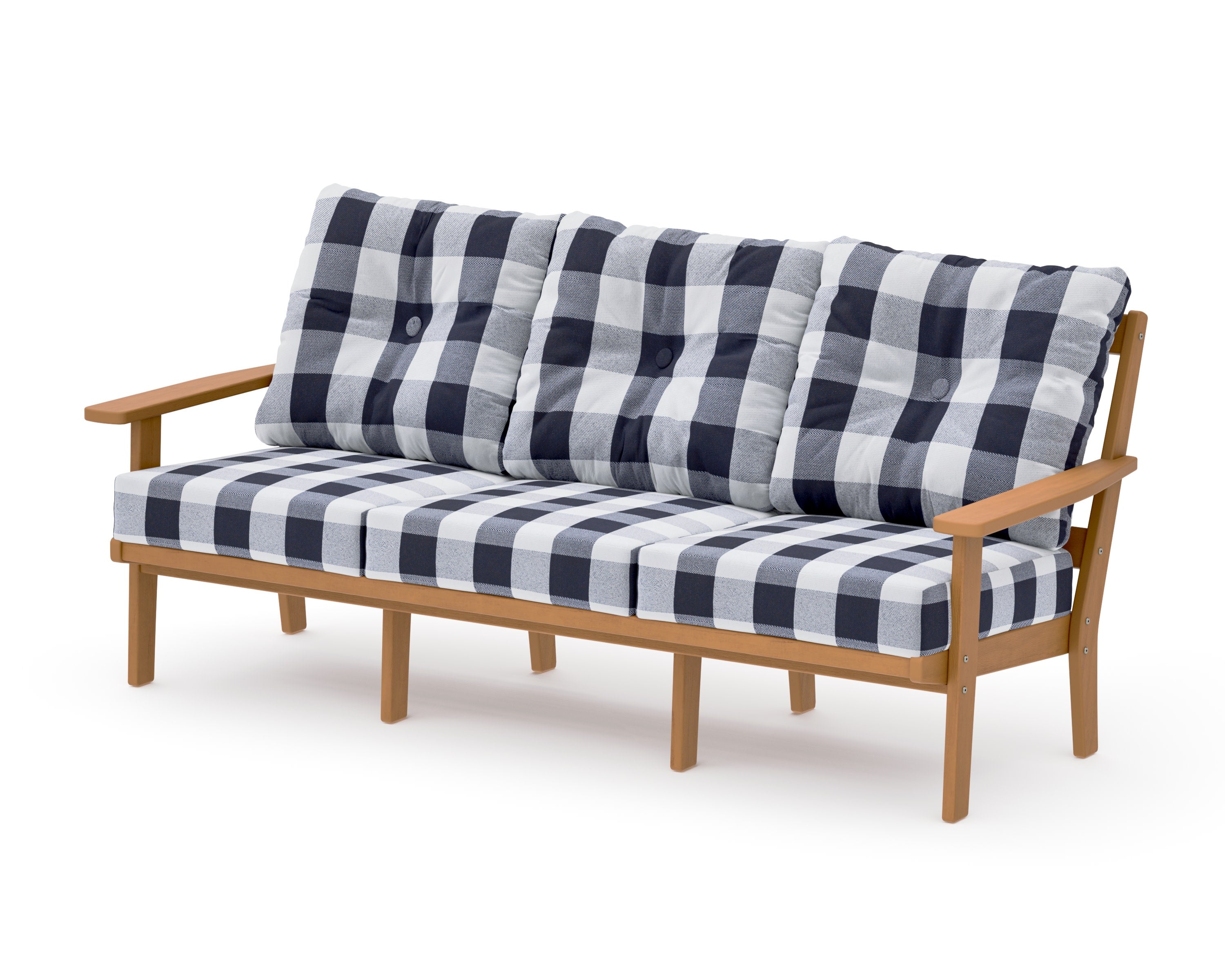 Oxford Deep Seating Sofa in Natural / Buffalo Plaid Navy