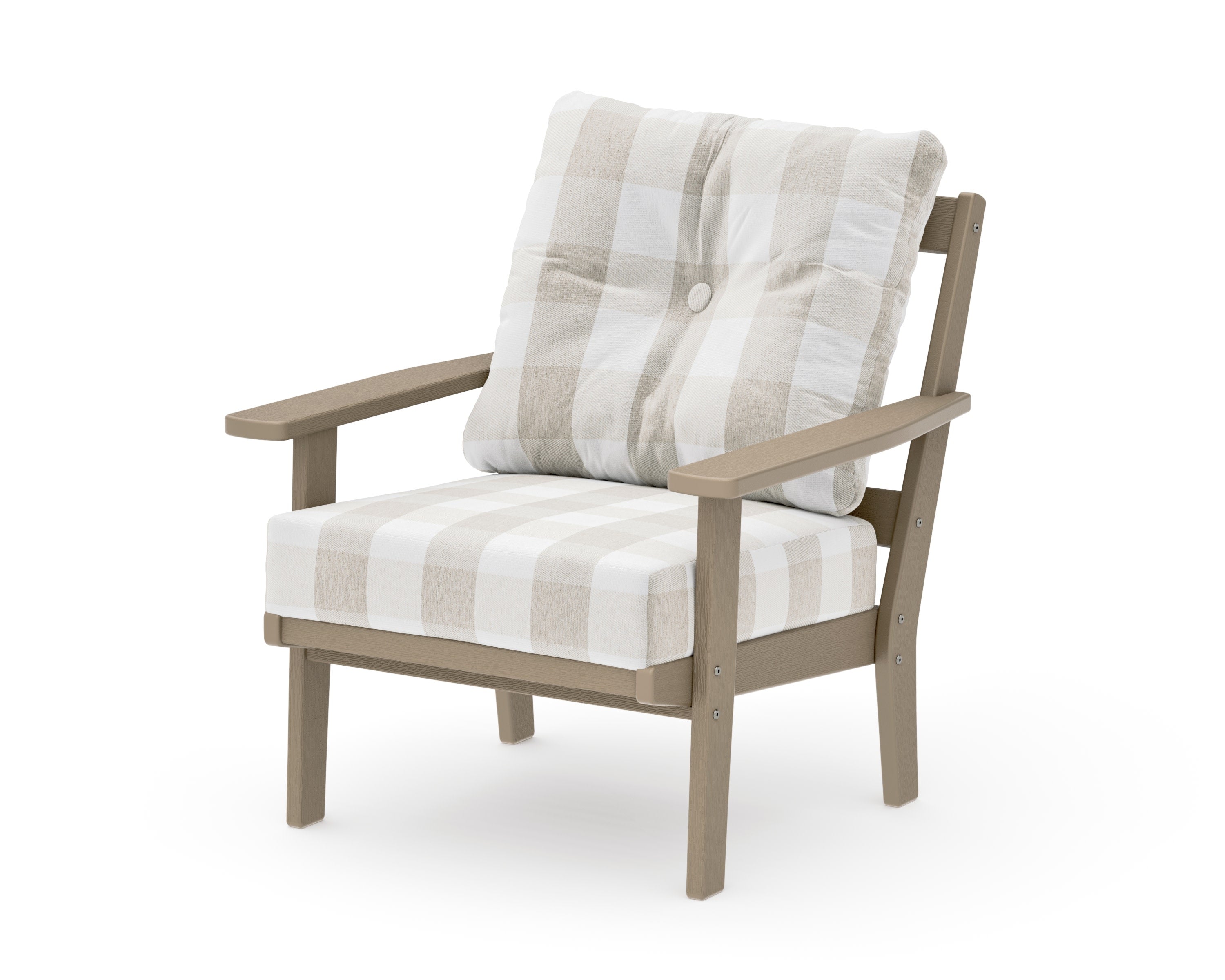 Oxford Deep Seating Chair in Vintage Sahara / Buffalo Plaid Dune Burlap