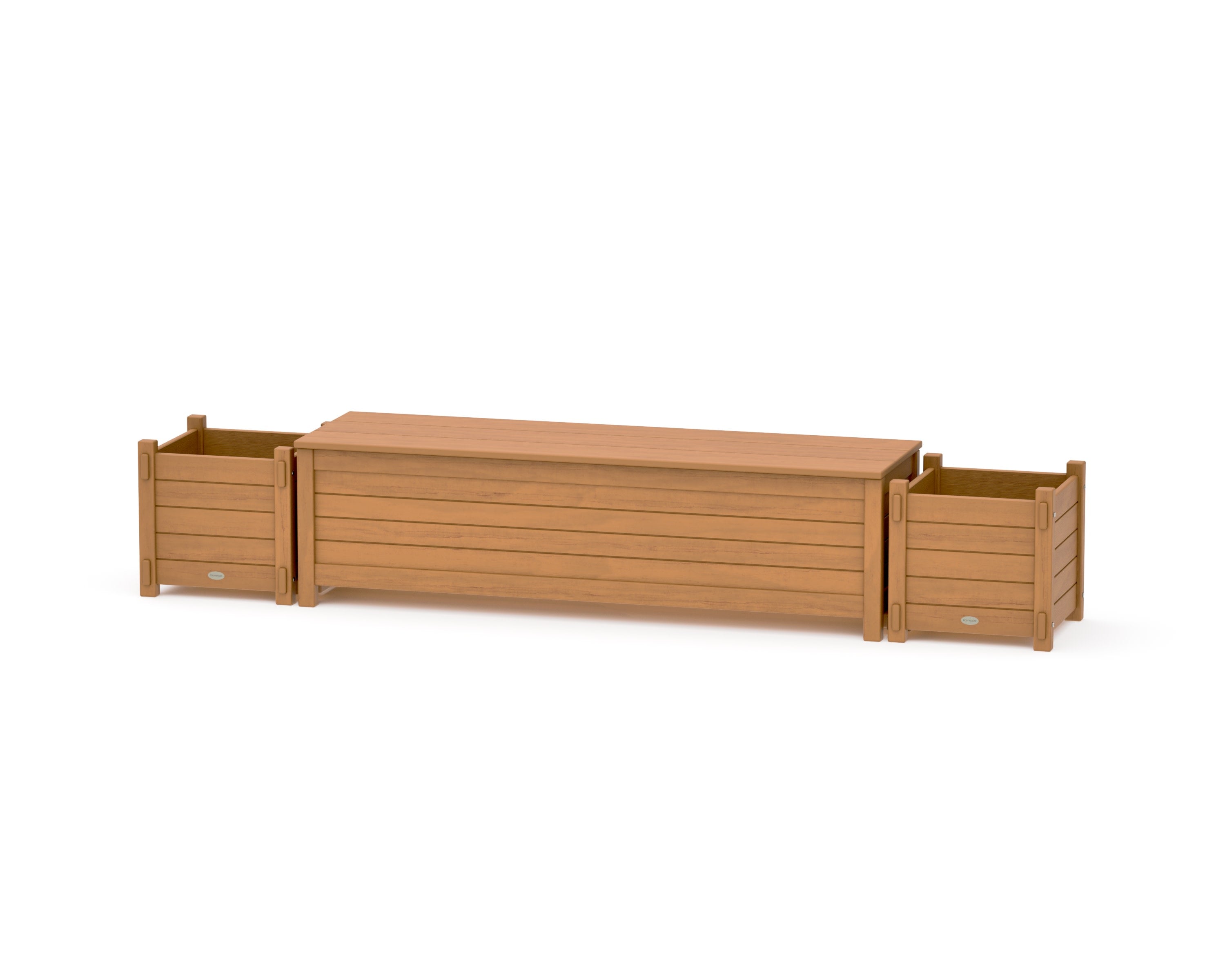 60" Nautical Straight Planter Storage Bench Set in Natural