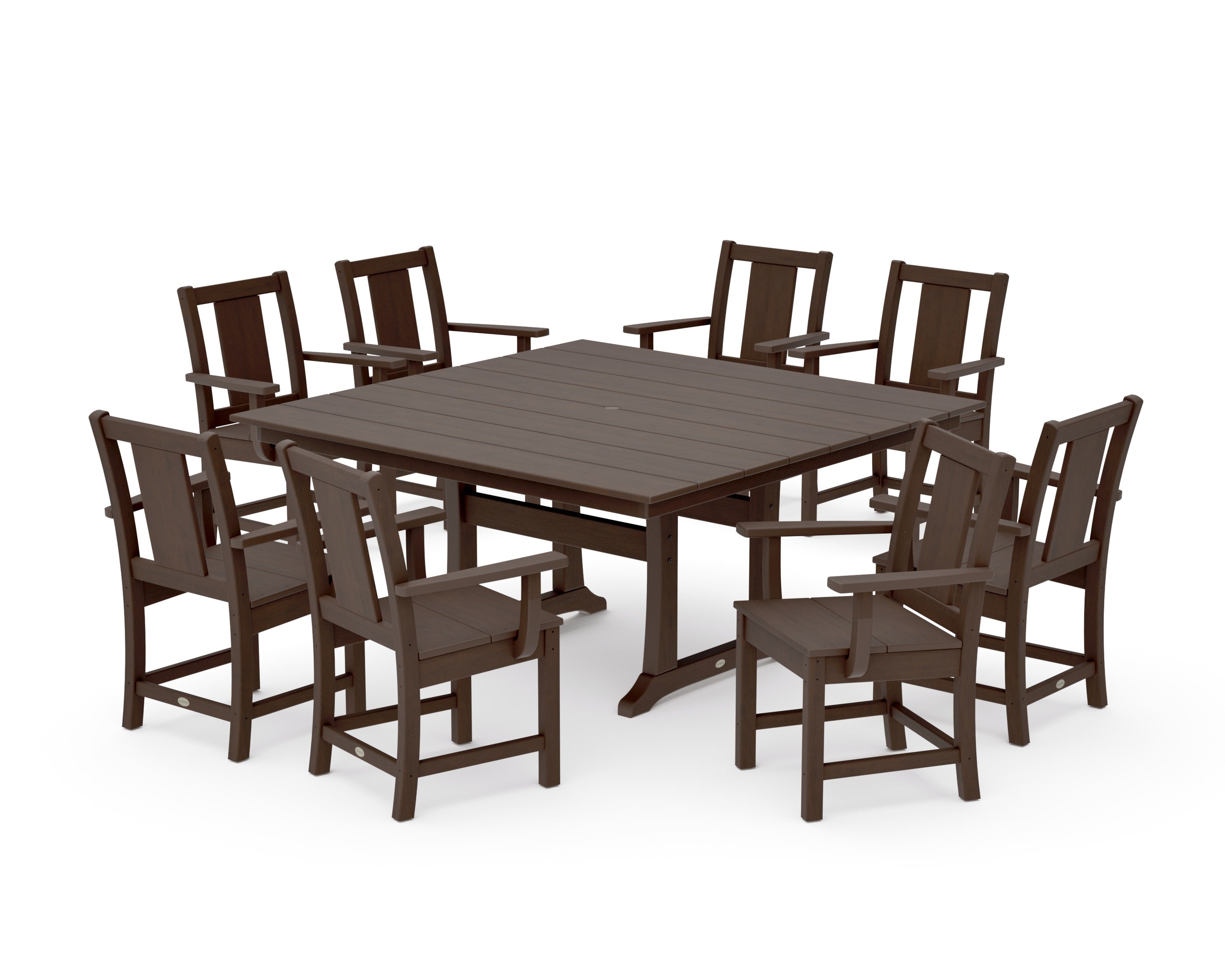 Prairie 9-Piece Square Farmhouse Dining Set with Trestle Legs in Kona