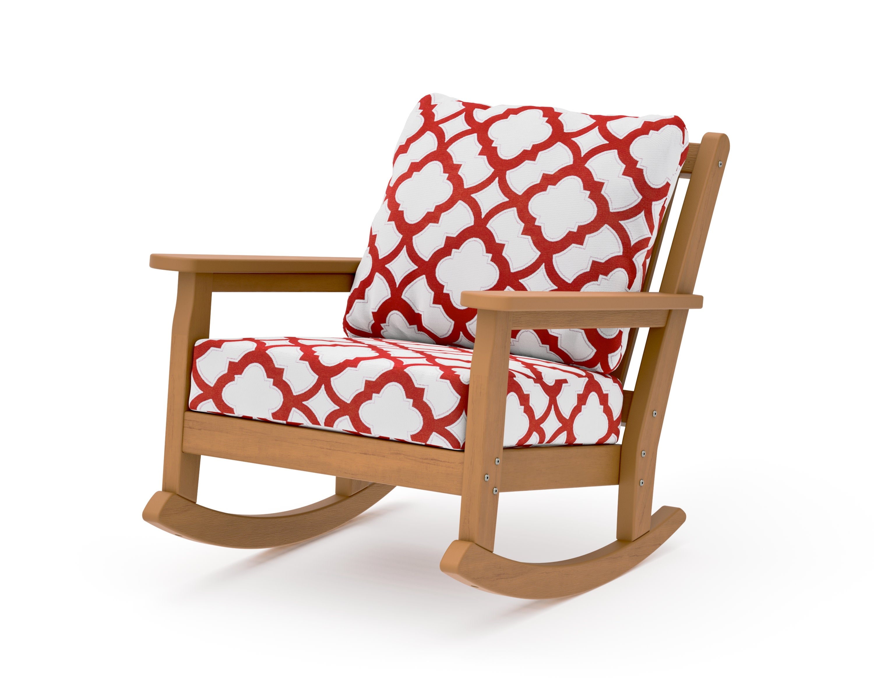 Chippendale Deep Seating Rocking Chair in Natural / Trellis Crimson