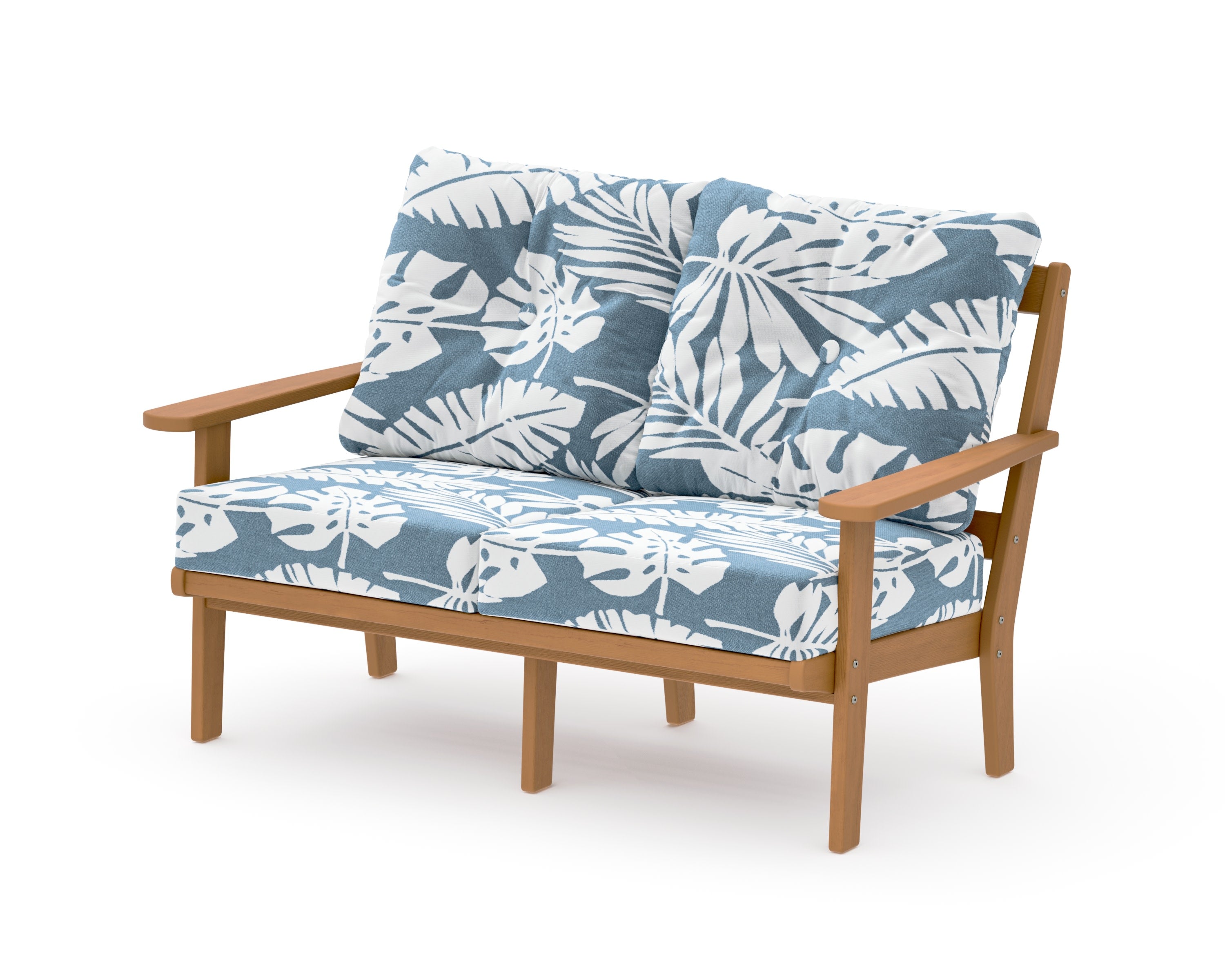 Mission Deep SeatingLoveseat in Natural / Leaf Sky Blue