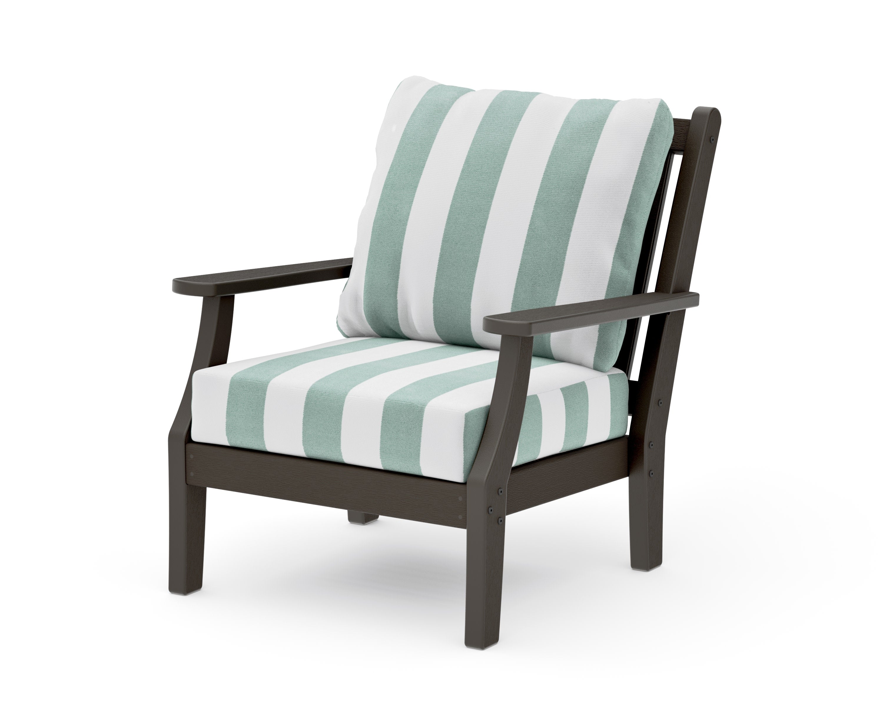 Wovendale Deep Seating Chair in Vintage Coffee / Cabana Stripe Glacier Spa