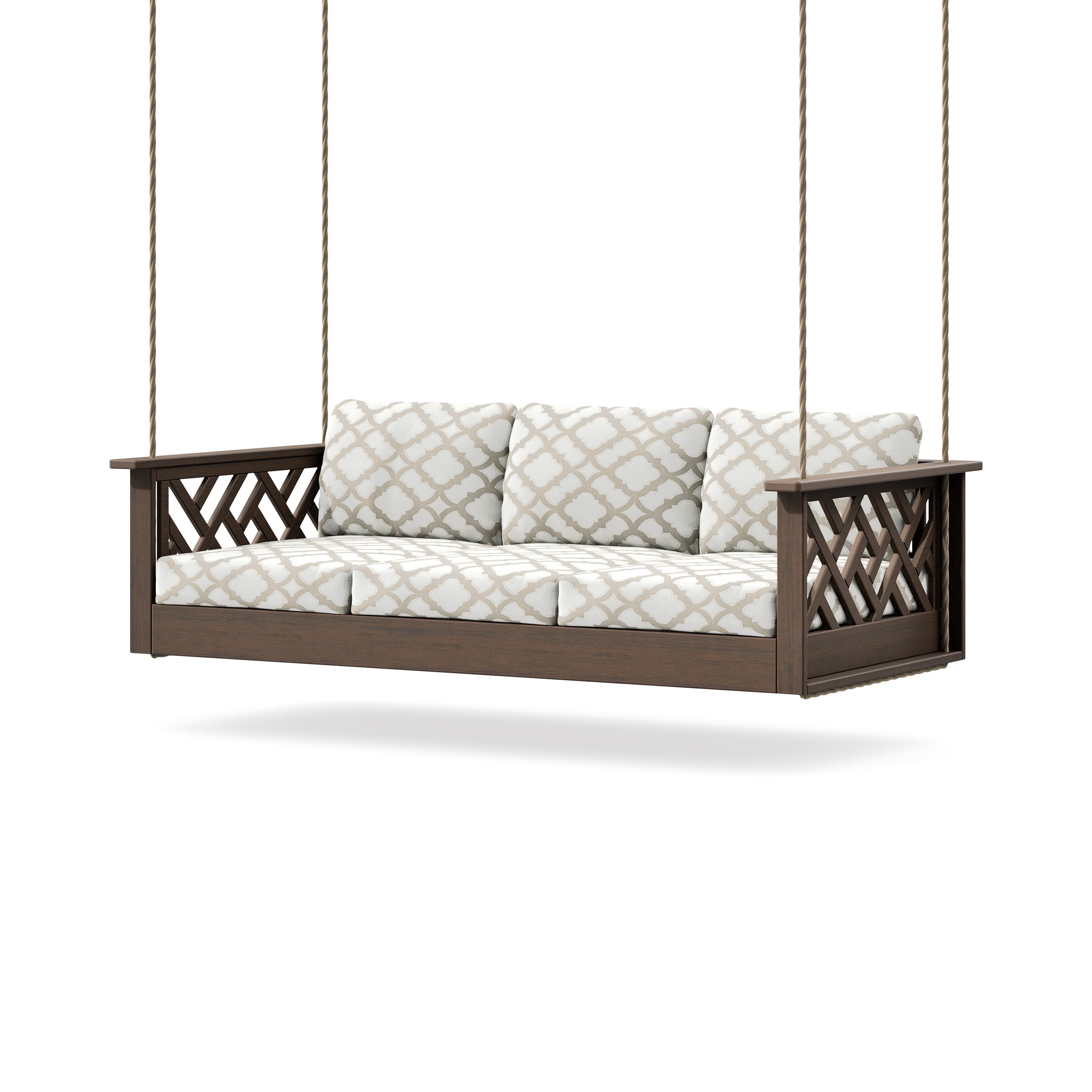 Chippendale Daybed Swing in Kona / Trellis Dune Burlap