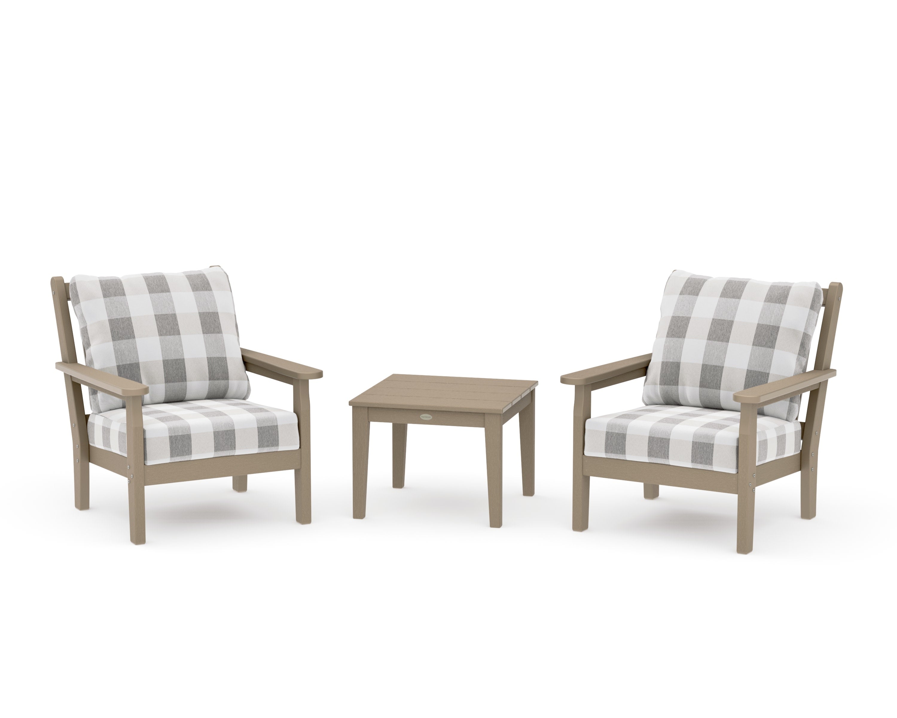Chippendale 3-Piece Deep Seating Set in Vintage Sahara / Buffalo Plaid Grey Mist