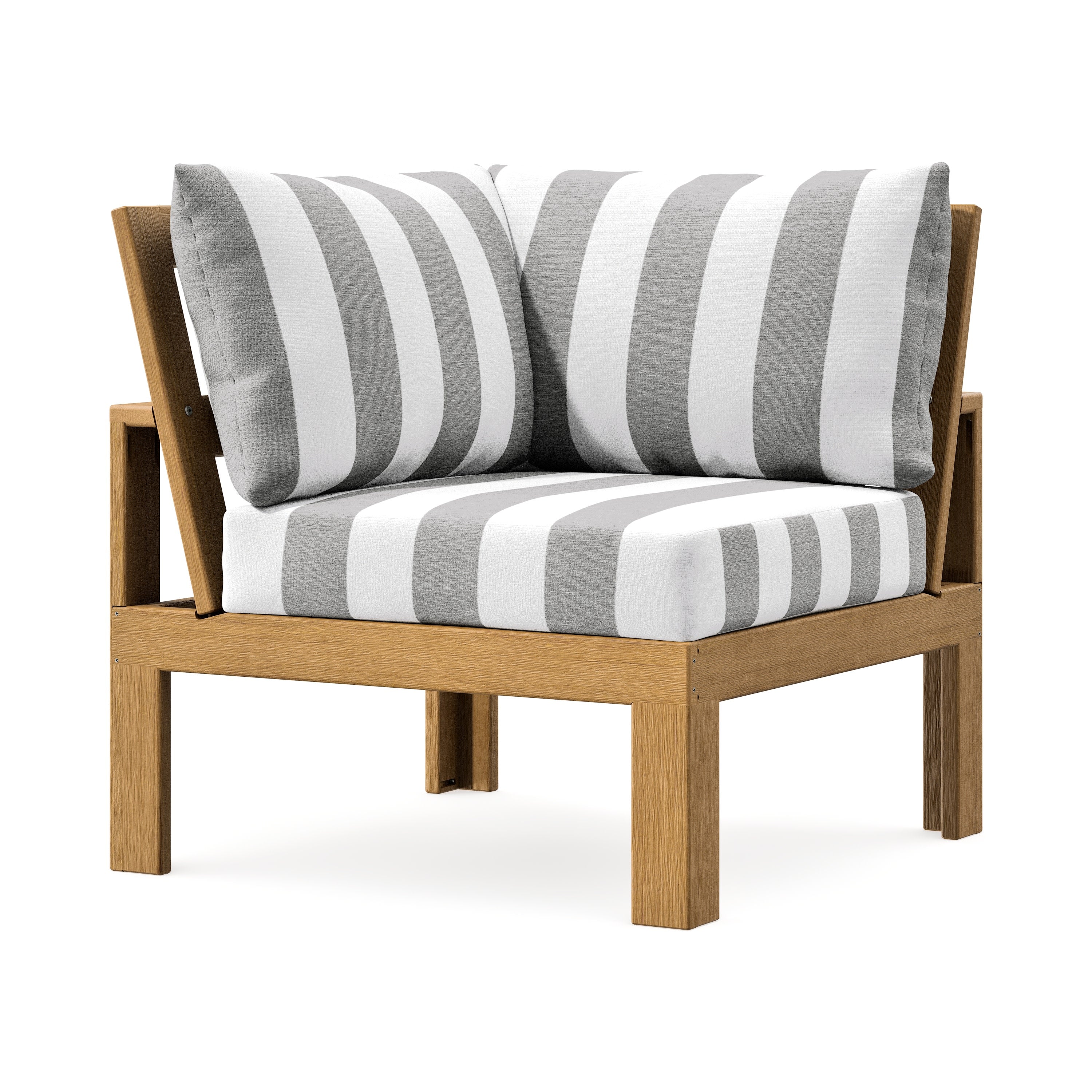 Modular Corner Chair in Natural / Cabana Stripe Grey Mist