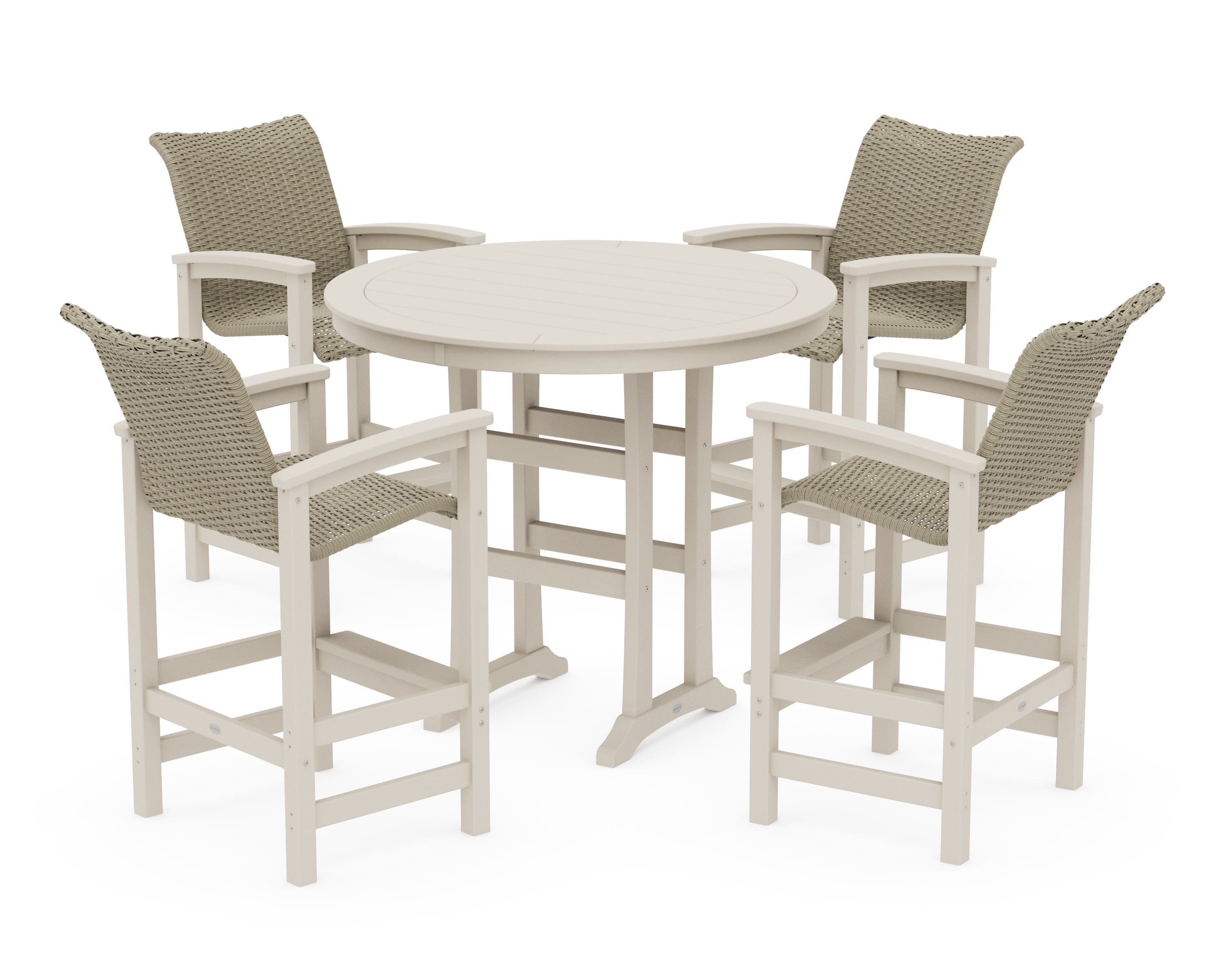 Coastal Woven 5-Piece Round Bar Set in Sand / Dune Grass