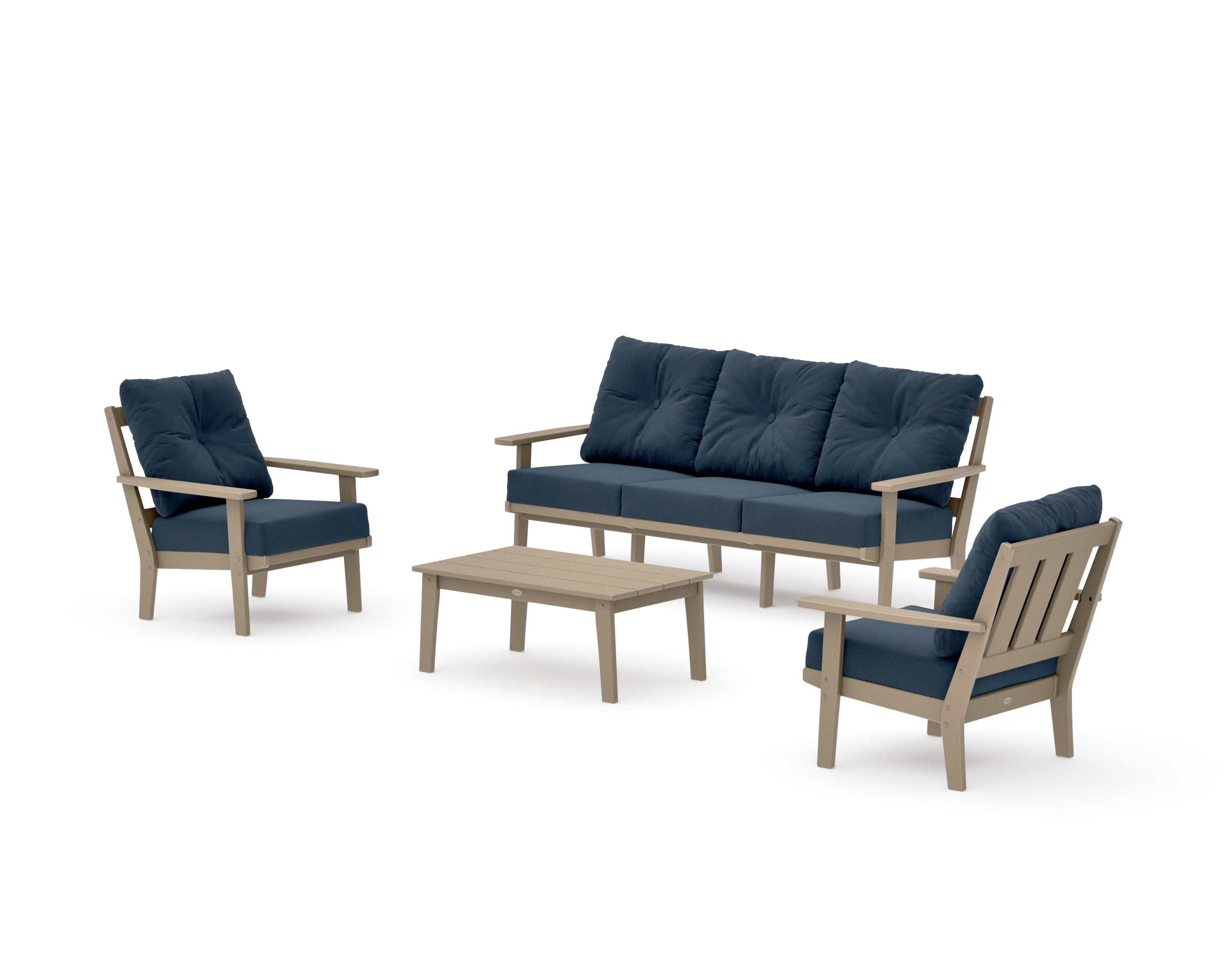 Oxford 4-Piece Deep Seating Set with Sofa in Vintage Sahara / Marine Indigo