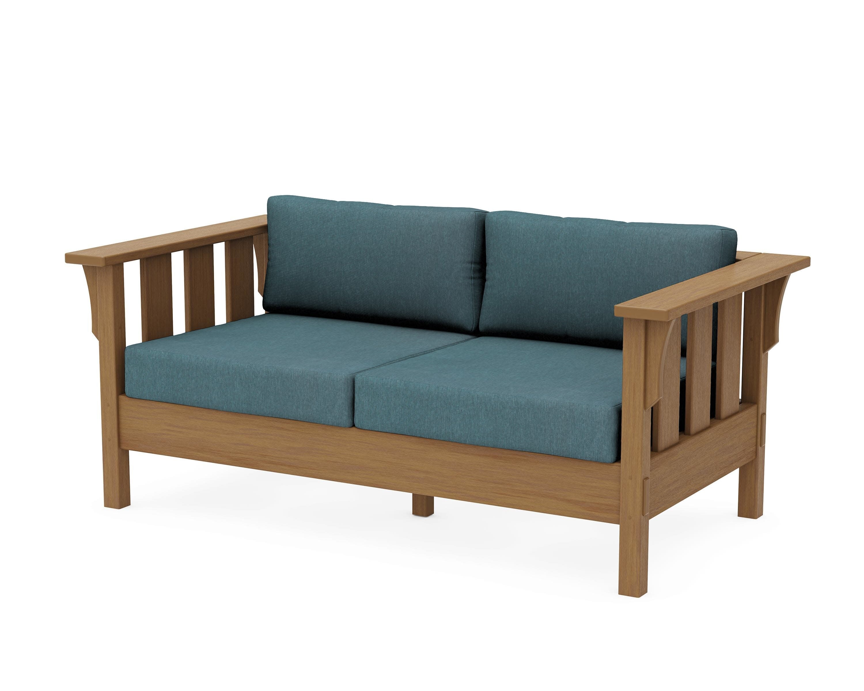 Acadia Deep Seating Loveseat in Natural / Ocean Teal