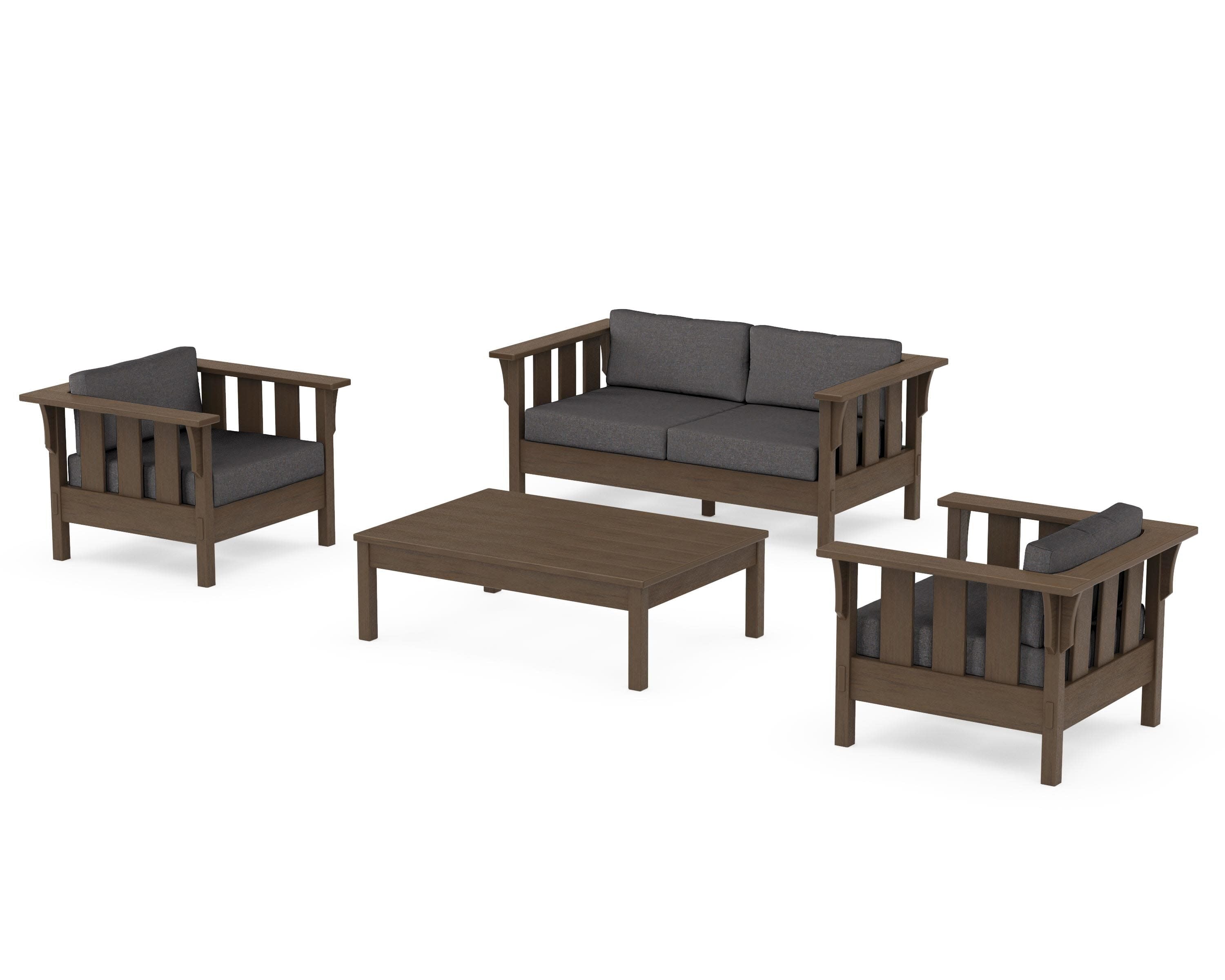 Acadia 4-Piece Deep Seating Set with Loveseat in Kona / Ash Charcoal