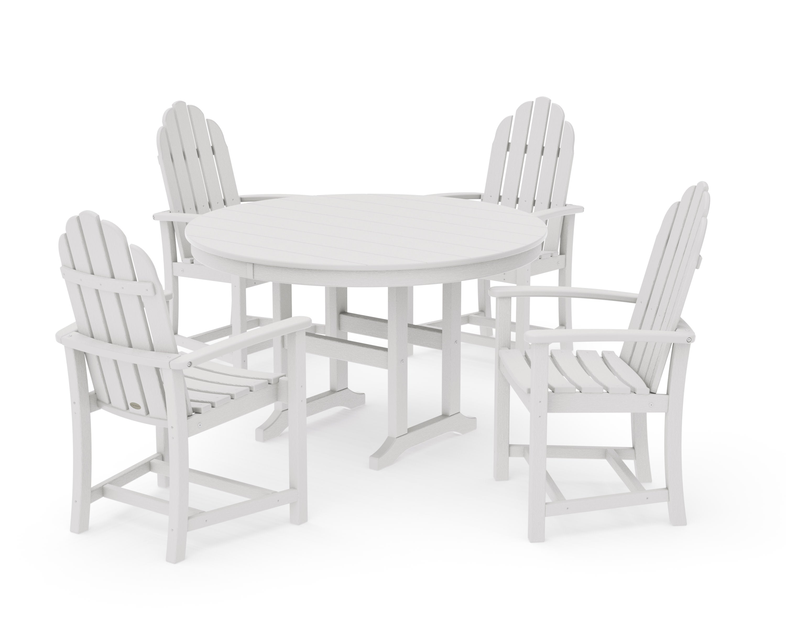 Classic Adirondack 5-Piece Round Farmhouse Dining Set in Vintage White