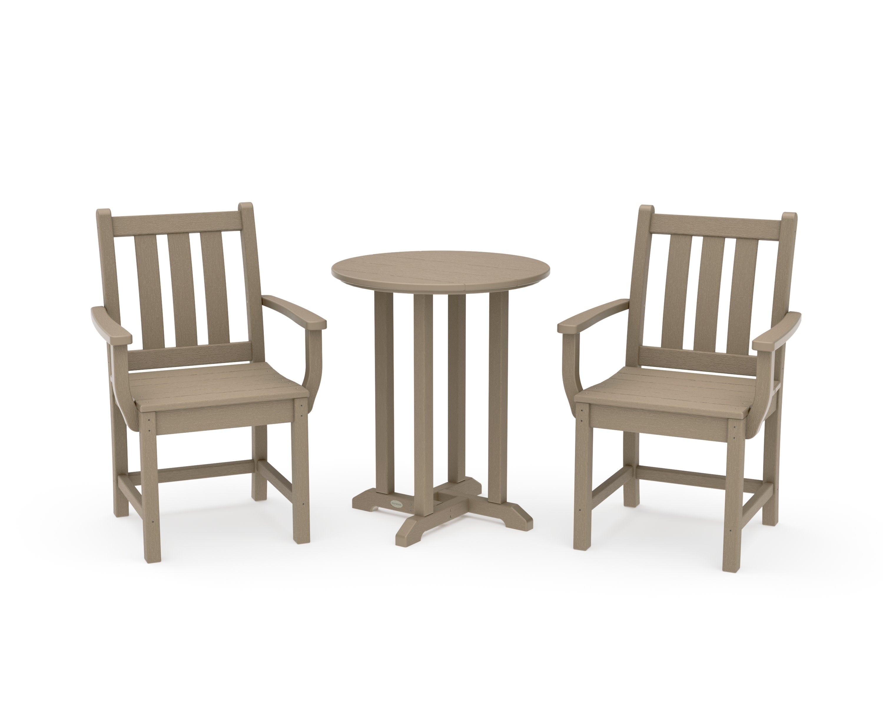 Traditional Garden 3-Piece Round Bistro Dining Set in Vintage Sahara