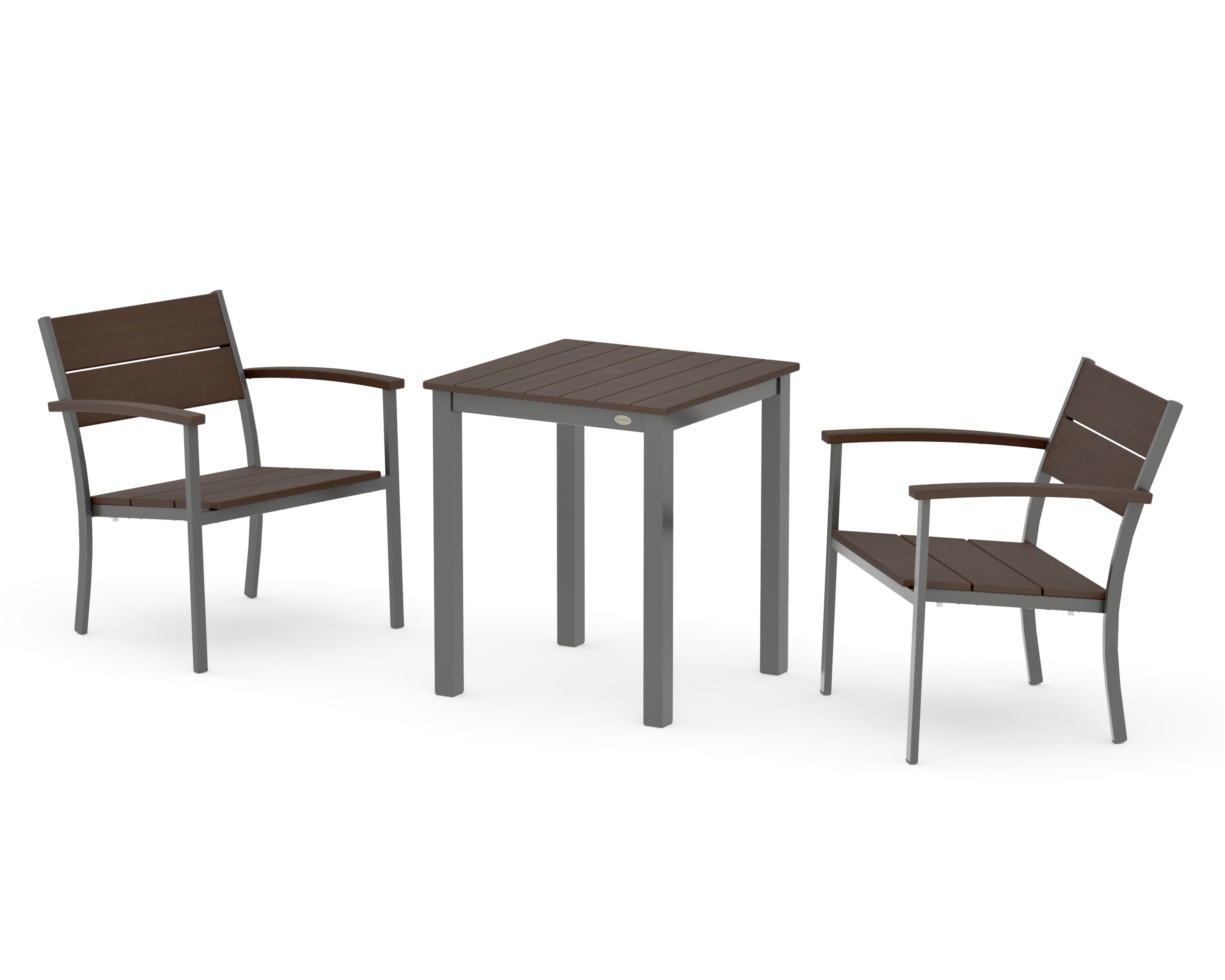 Main Street 3-Piece Square Dining Set in Charcoal / Kona