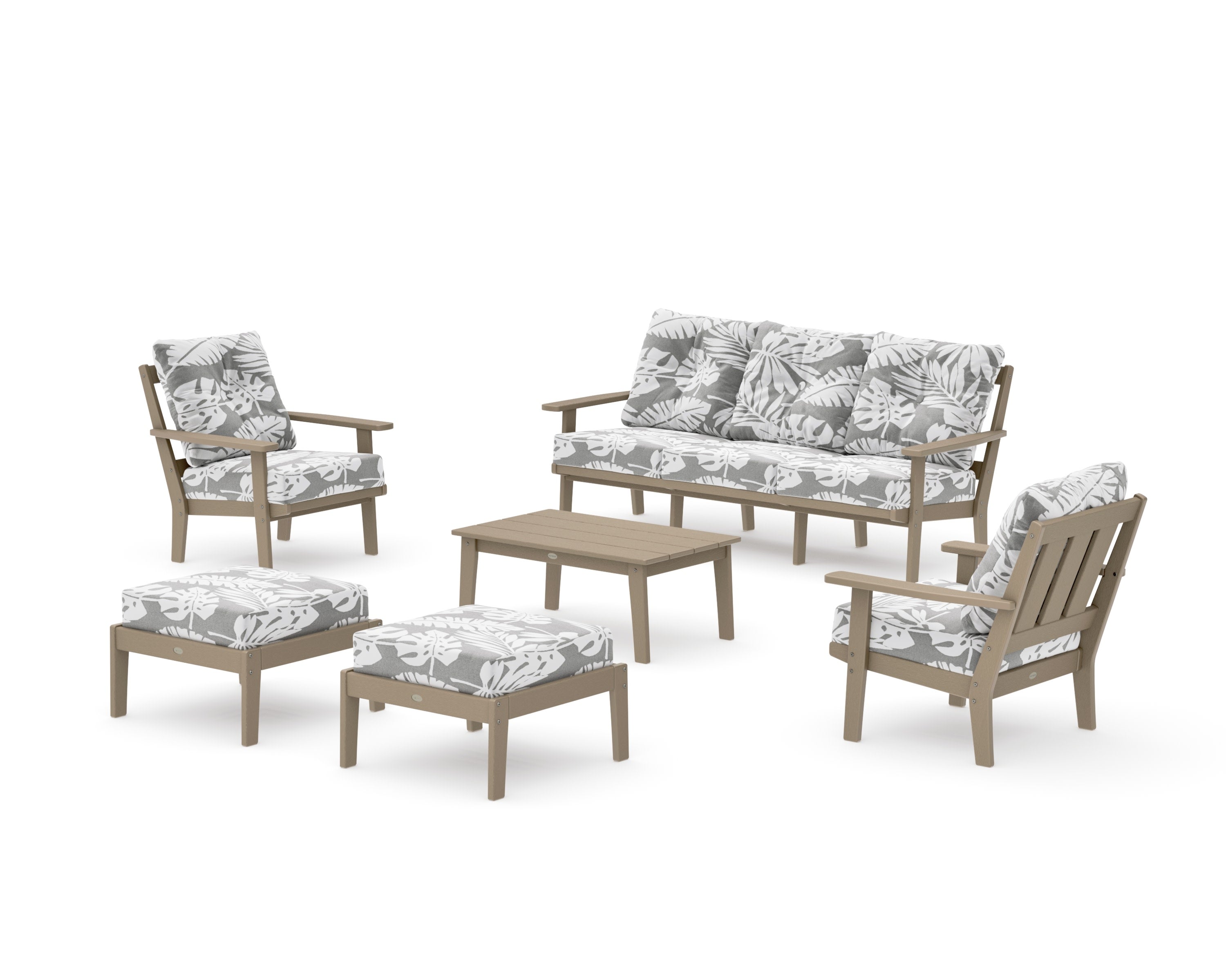 Oxford 6-Piece Lounge Sofa Set in Vintage Sahara / Leaf Grey Mist