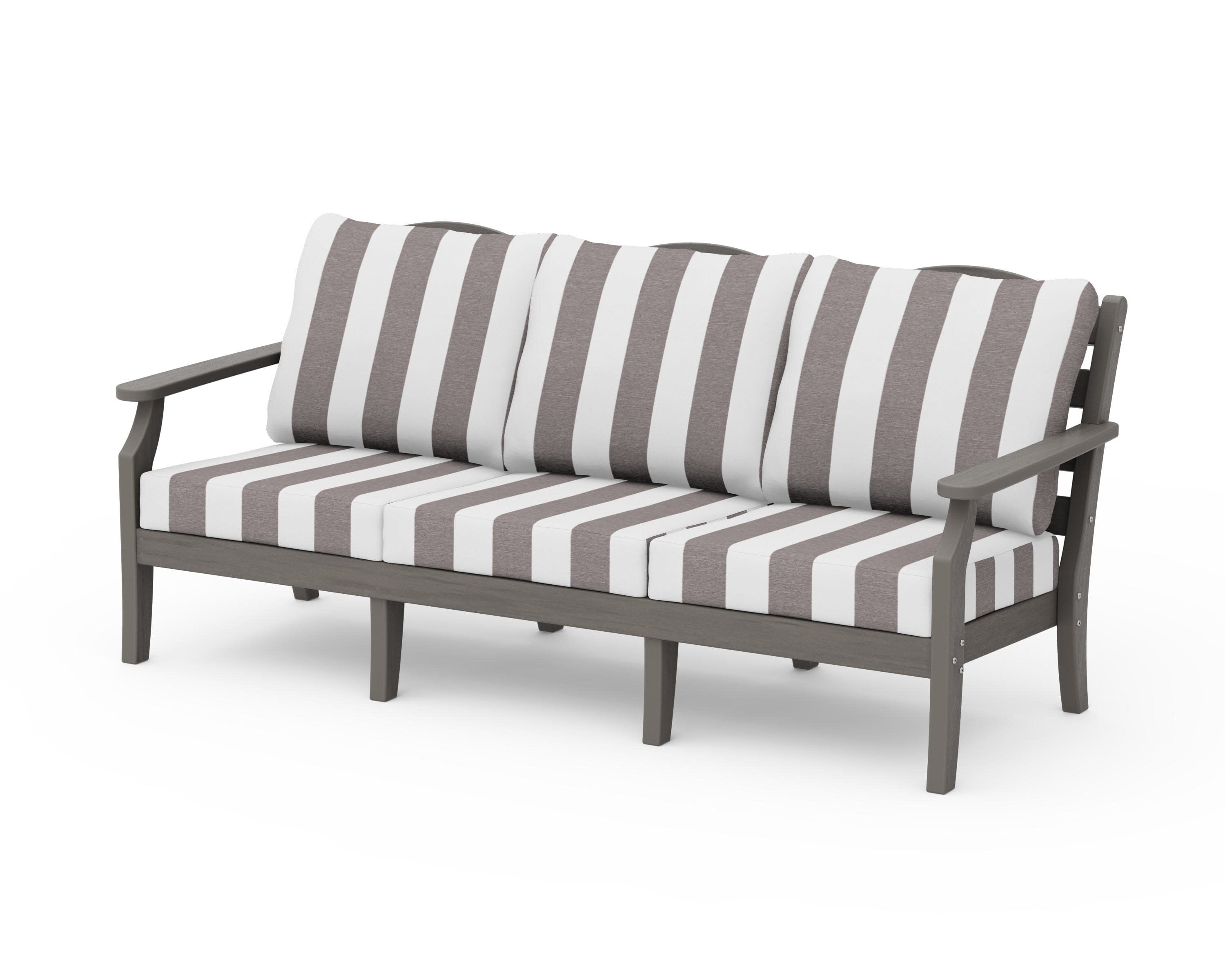 Savannah Deep Seating Sofa in Driftwood / Cabana Stripe Grey Mist