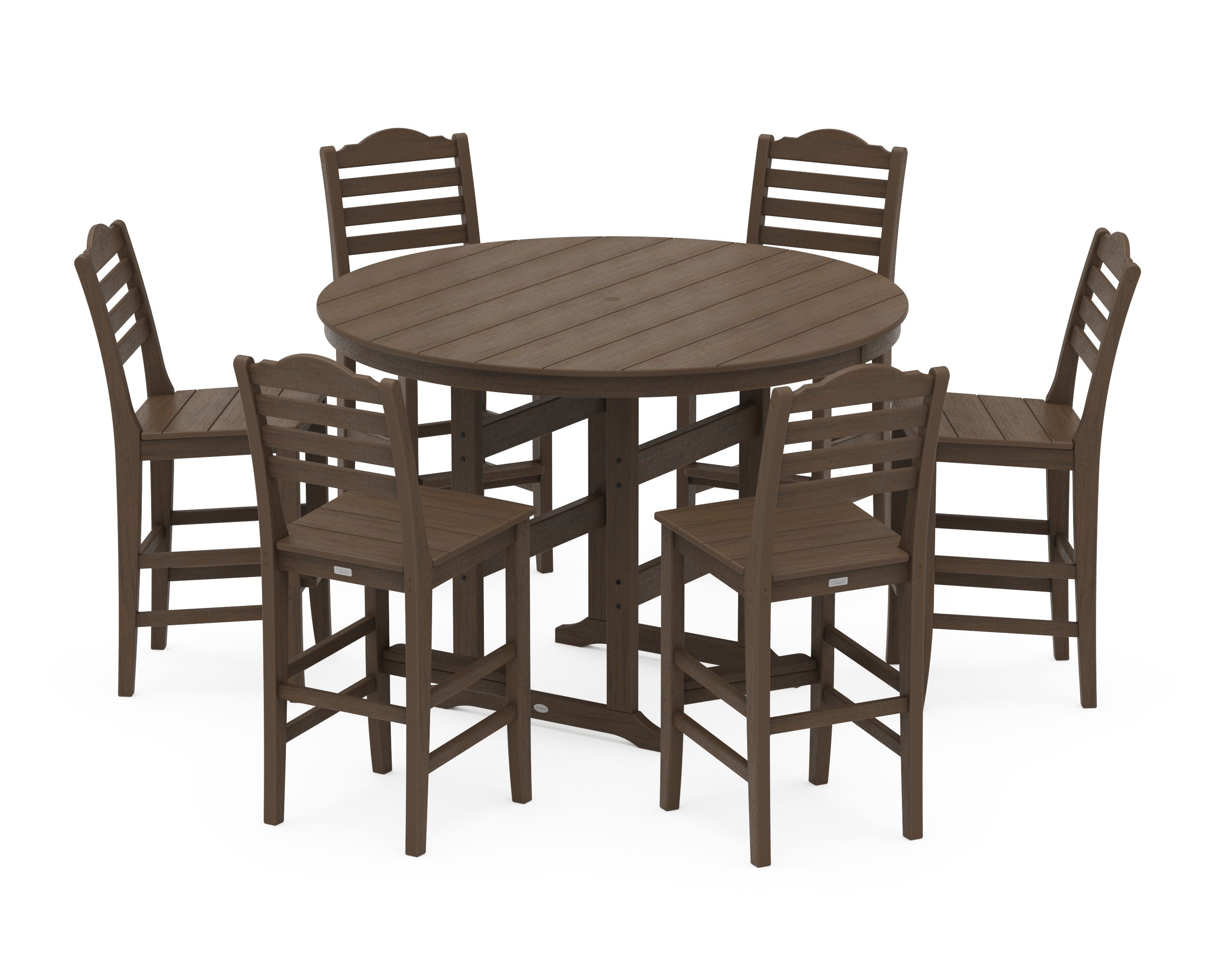 Savannah 7-Piece Farmhouse Side Chair Round Bar Set in Kona