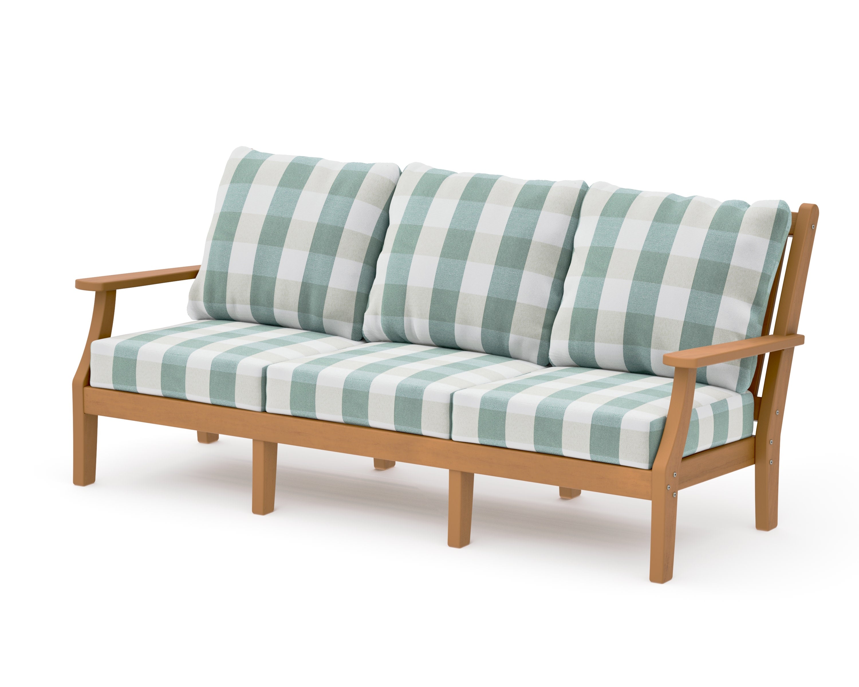 Wovendale Deep Seating Sofa in Natural / Buffalo Plaid Glacier Spa