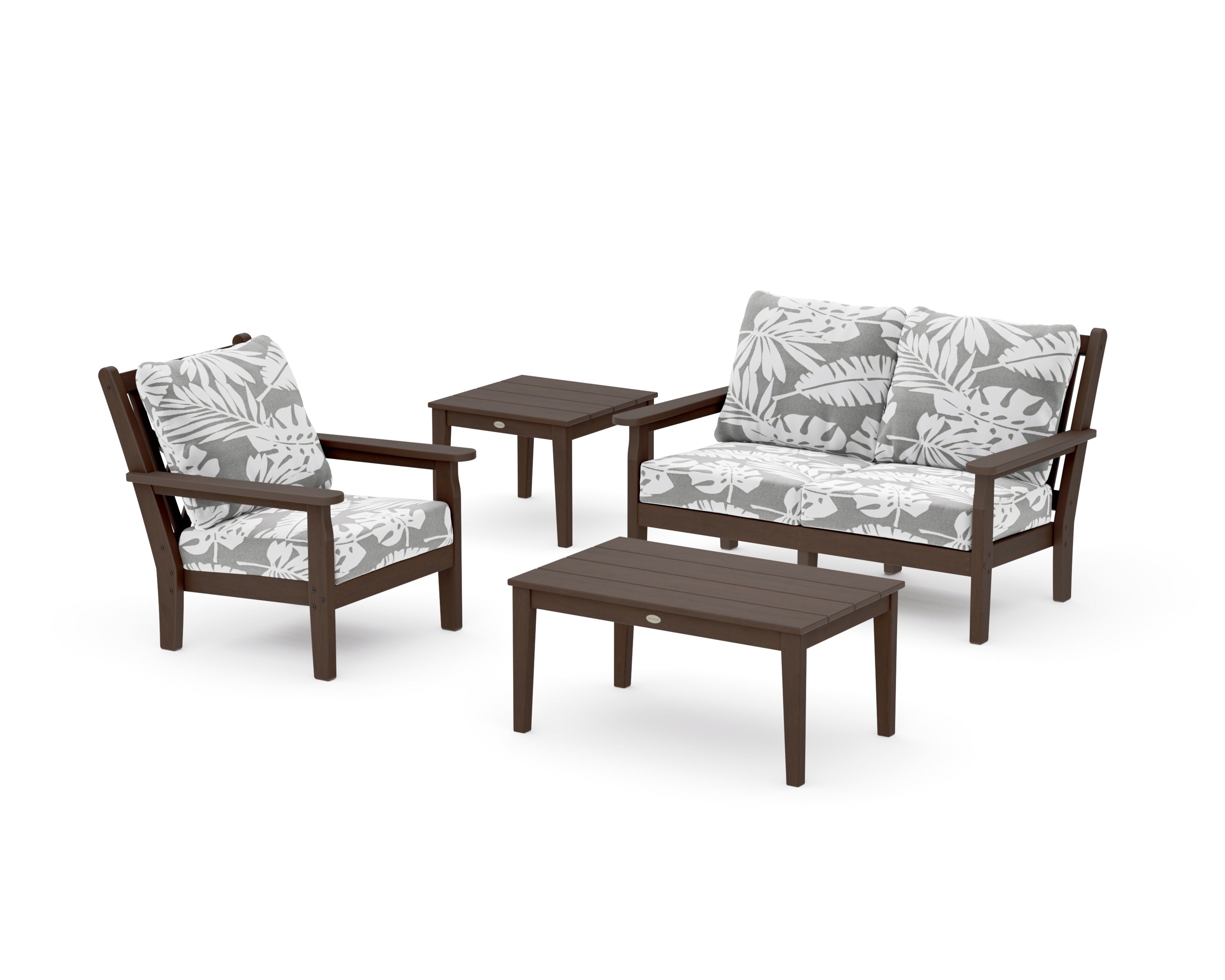 Chippendale 4-Piece Deep Seating Set in Kona / Leaf Grey Mist