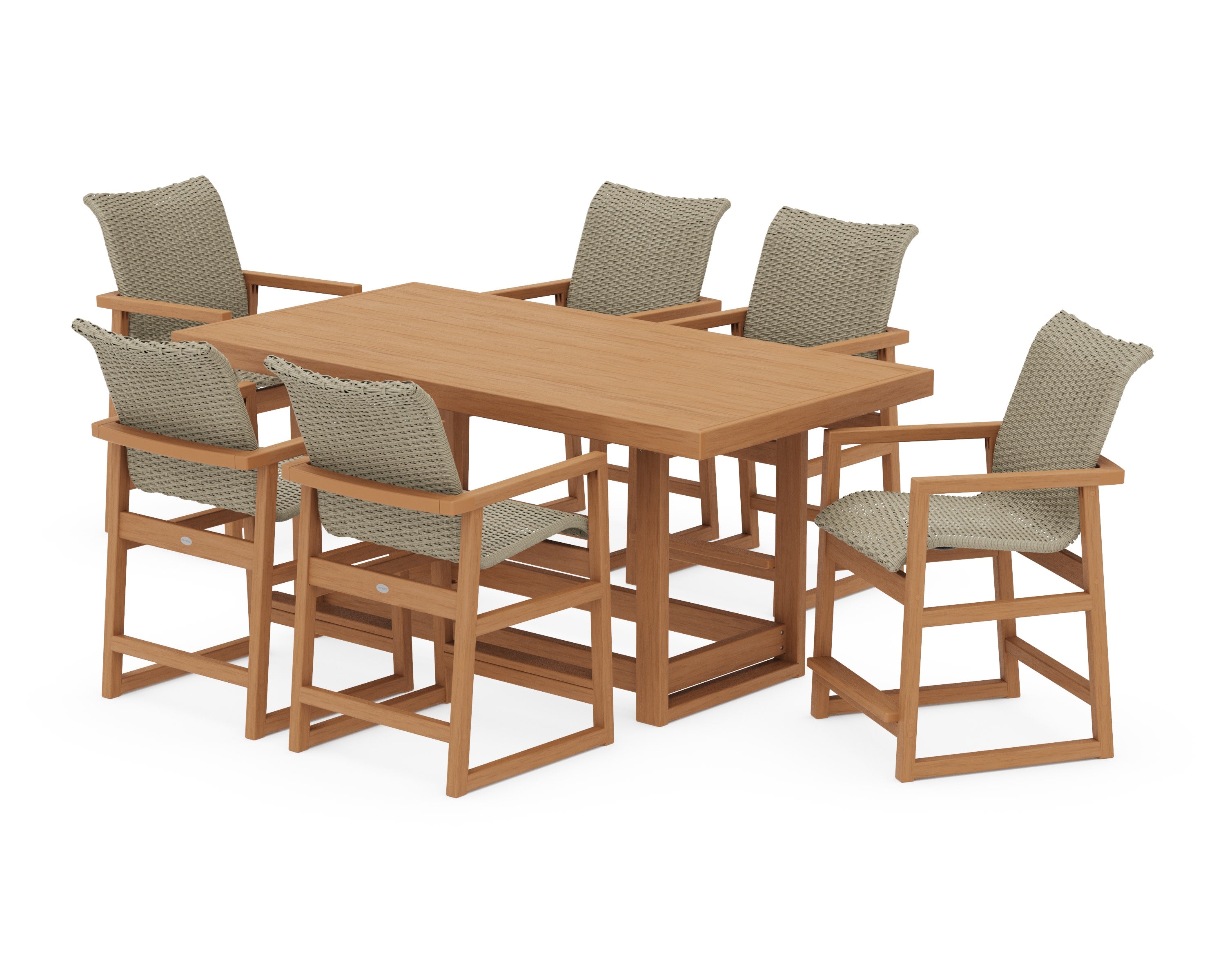 EDGE Woven Arm Chair 7-Piece Counter Set in Natural / Dune Grass