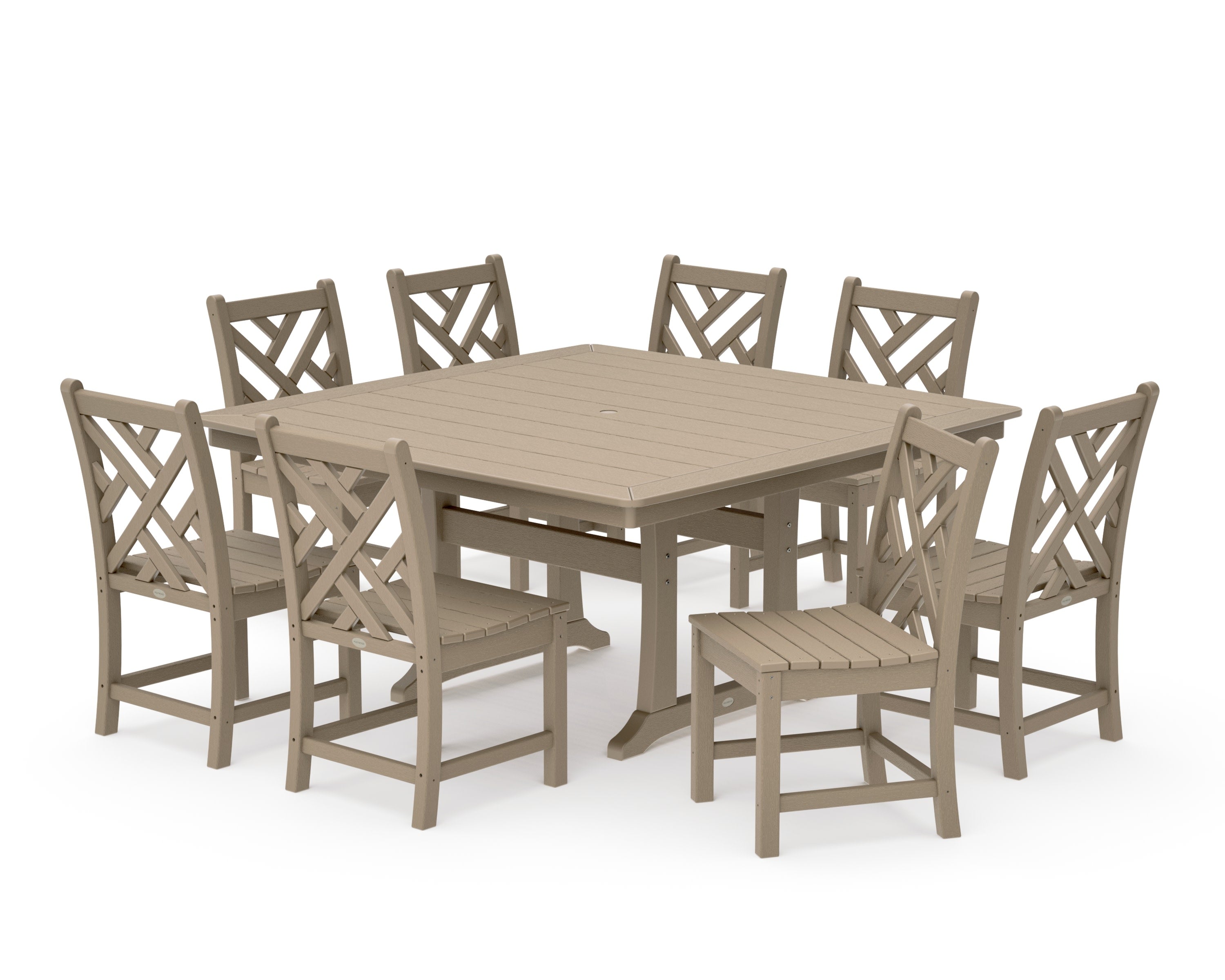 Chippendale 9-Piece Nautical Trestle Dining Set in Vintage Sahara