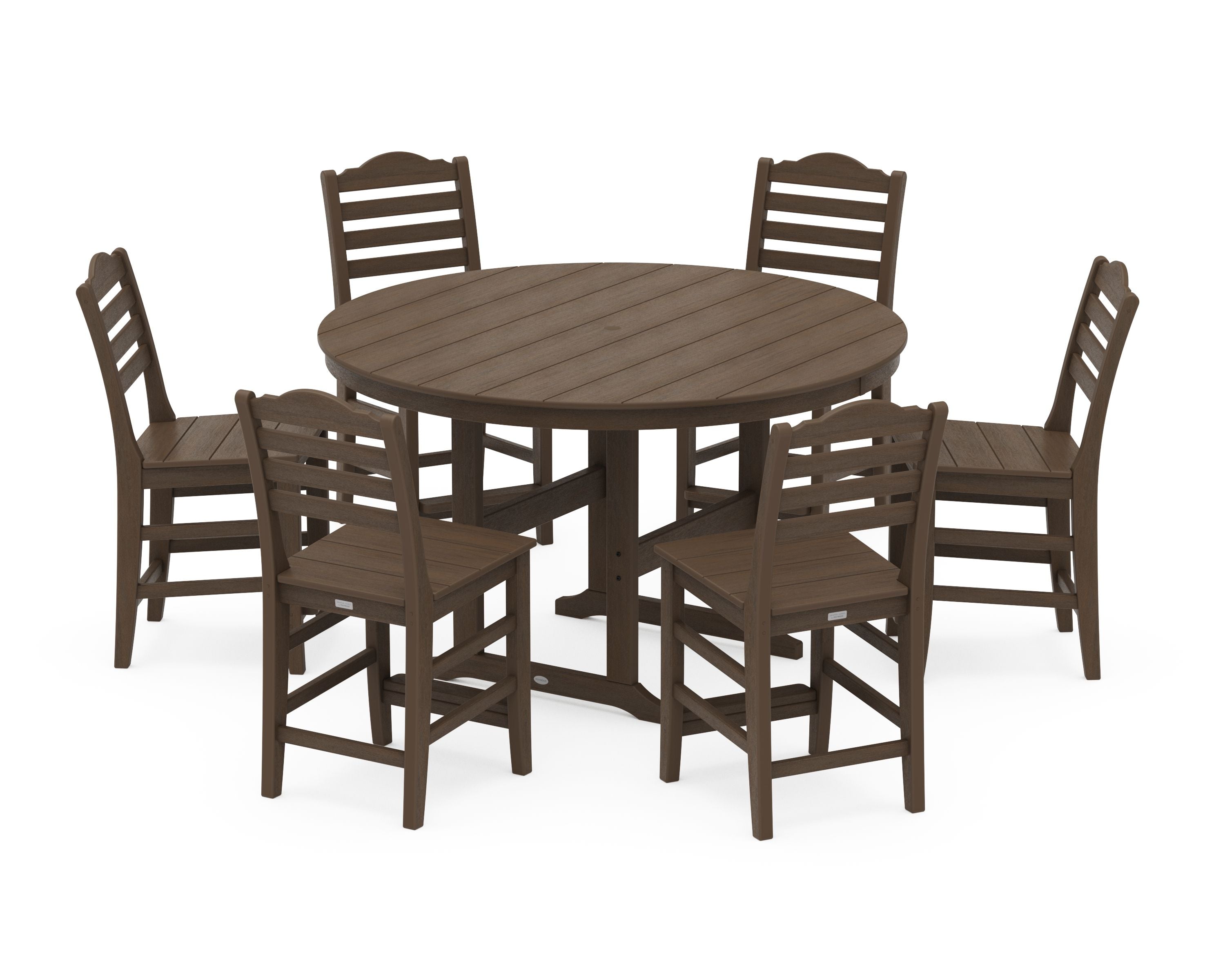 Savannah 7-Piece Farmhouse Side Chair Round Counter Set in Kona