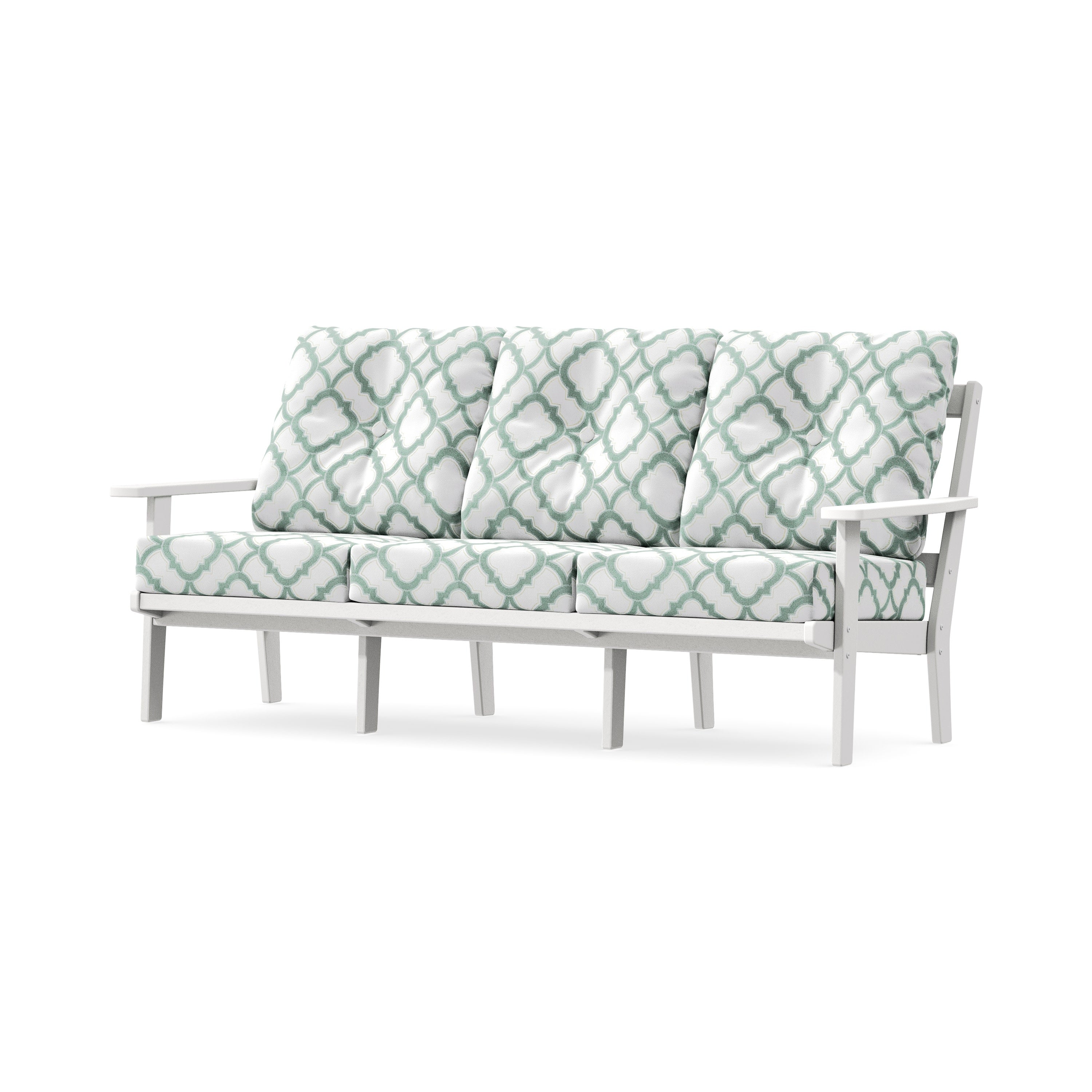 Oxford Deep Seating Sofa in White / Trellis Glacier Spa