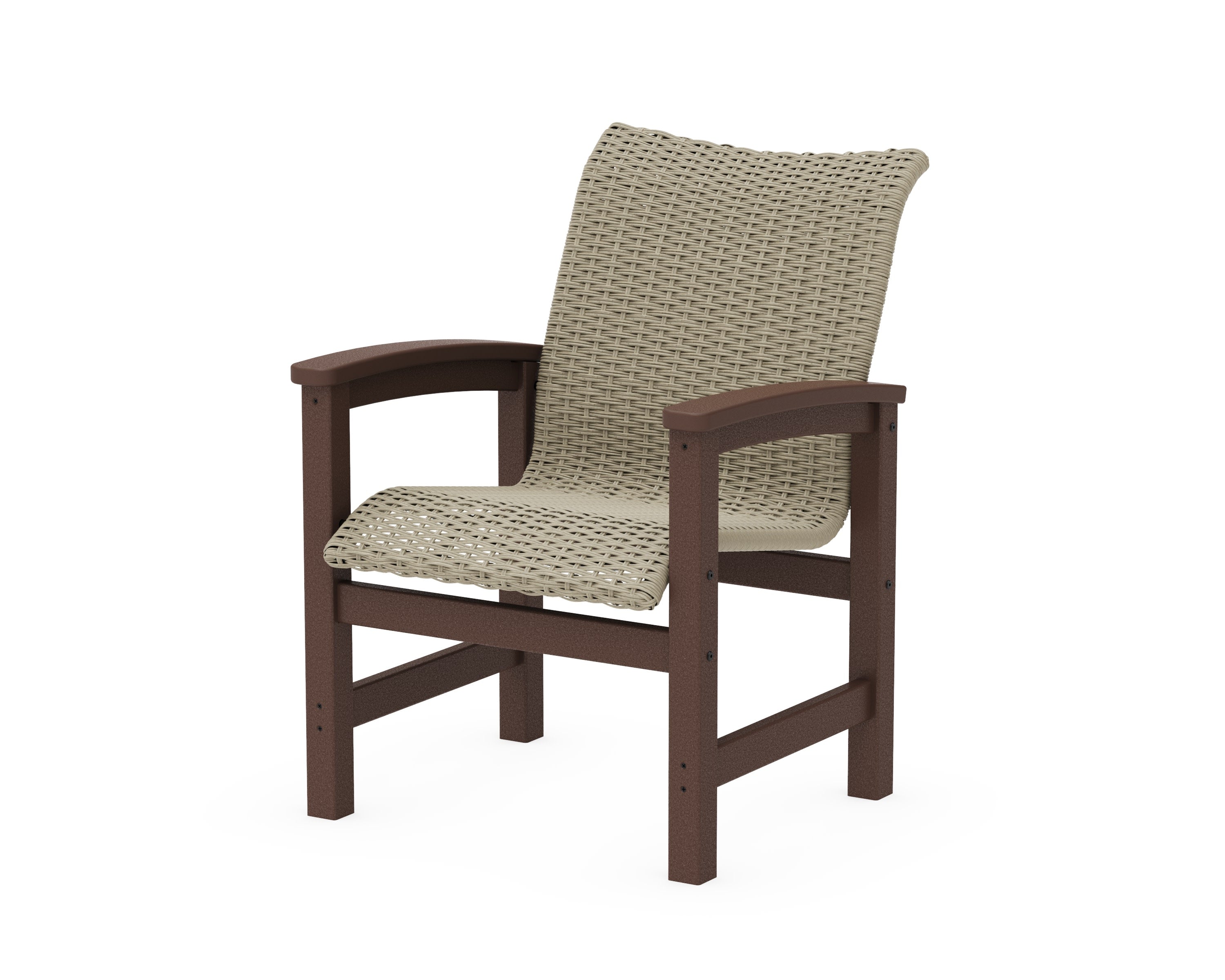 Coastal Woven Dining Chair in Mahogany / Dune Grass