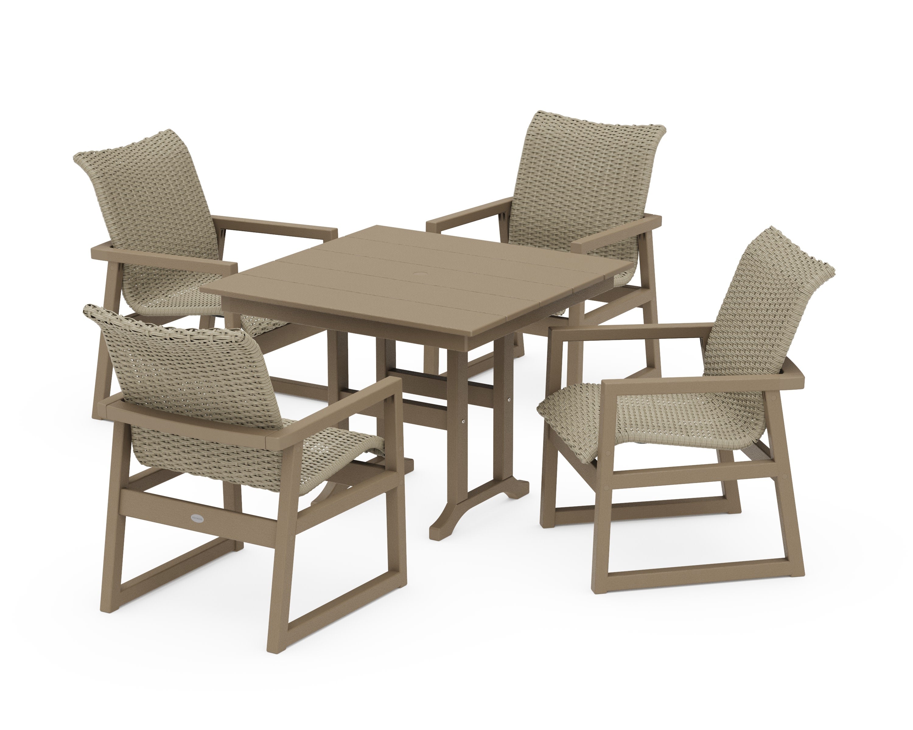 EDGE Woven 5-Piece Farmhouse Dining Set in Vintage Sahara / Dune Grass