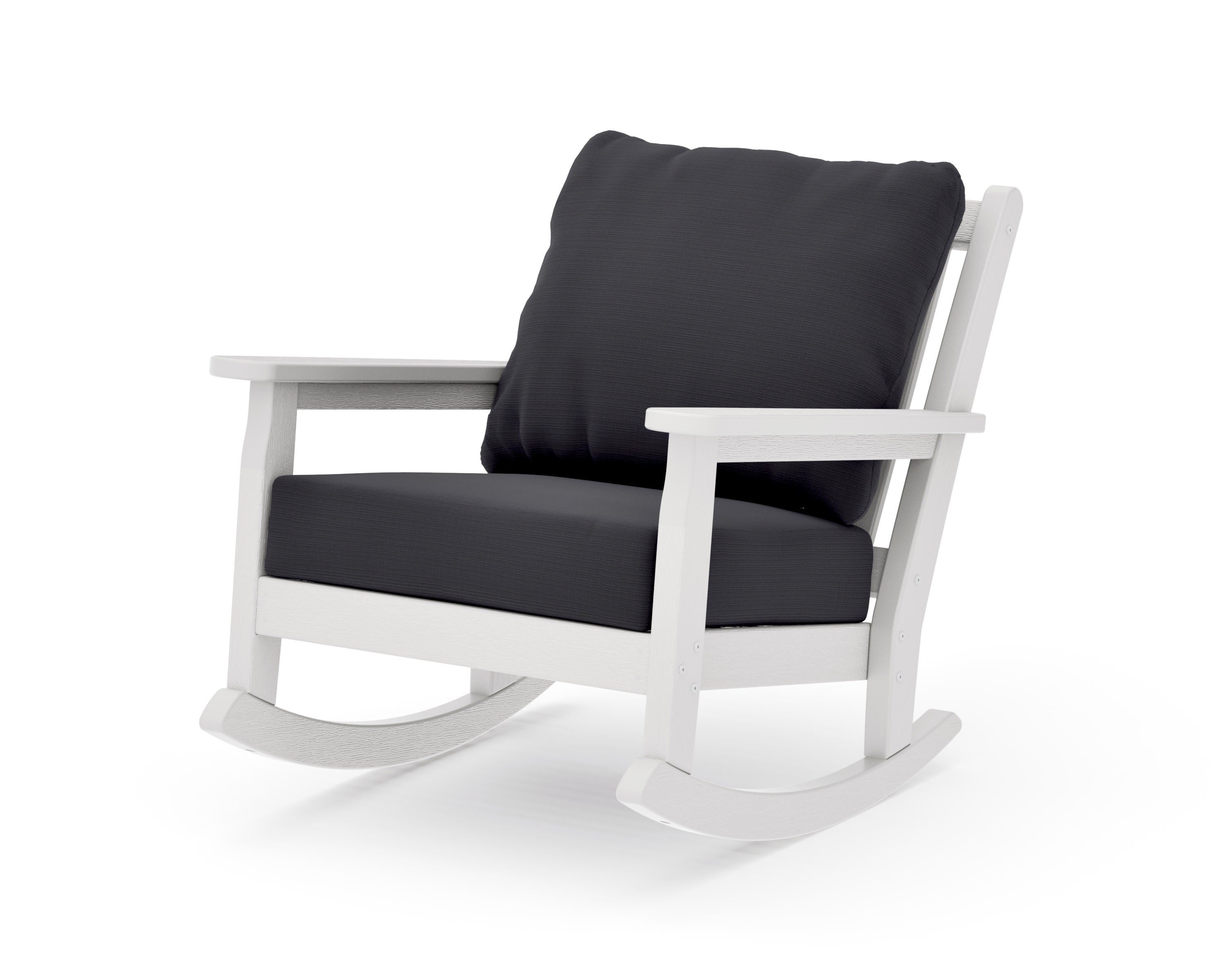 Chippendale Deep Seating Rocking Chair in Vintage White / Midnight Linen