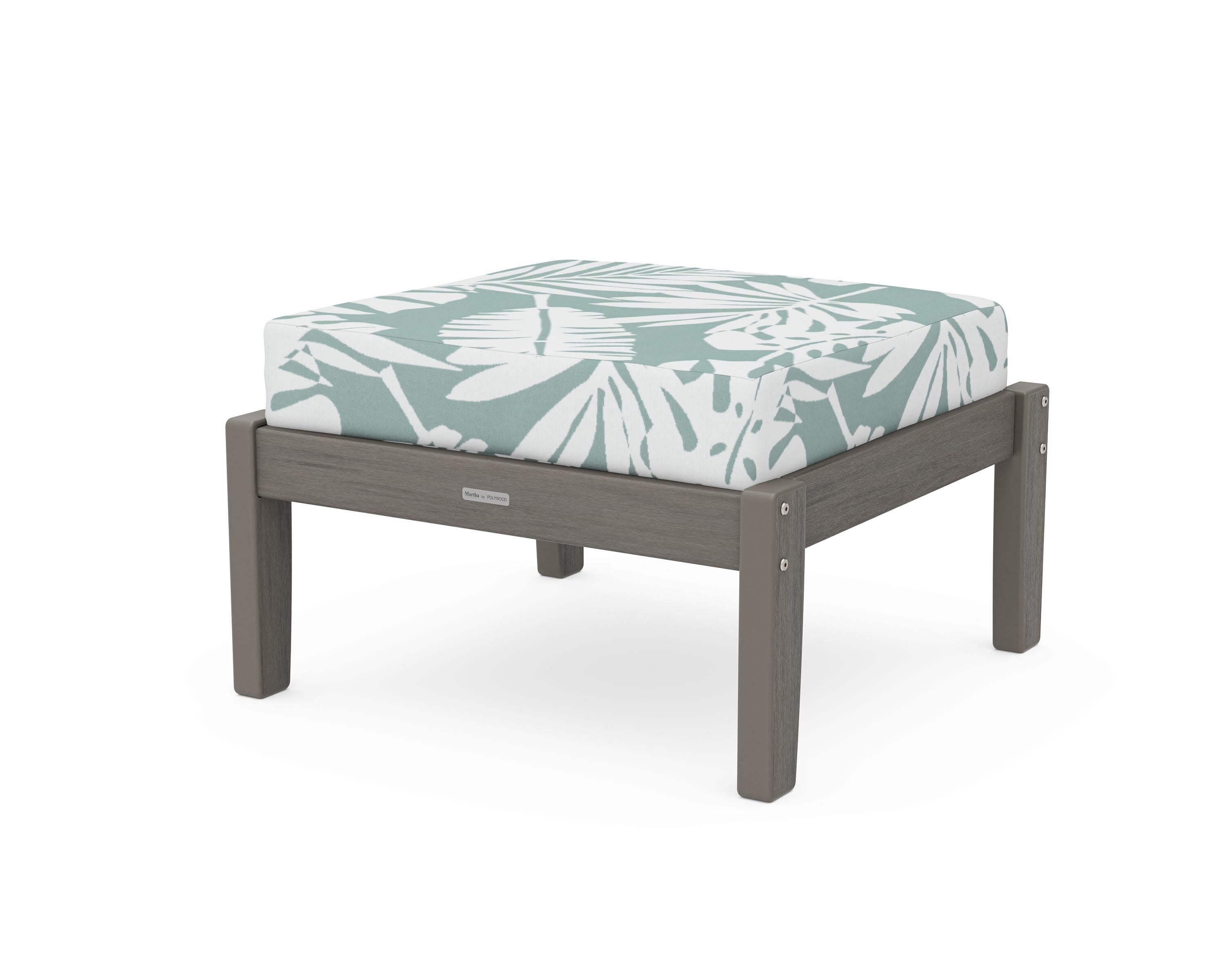 Chinoiserie Deep Seating Ottoman in Driftwood / Leaf Glacier Spa