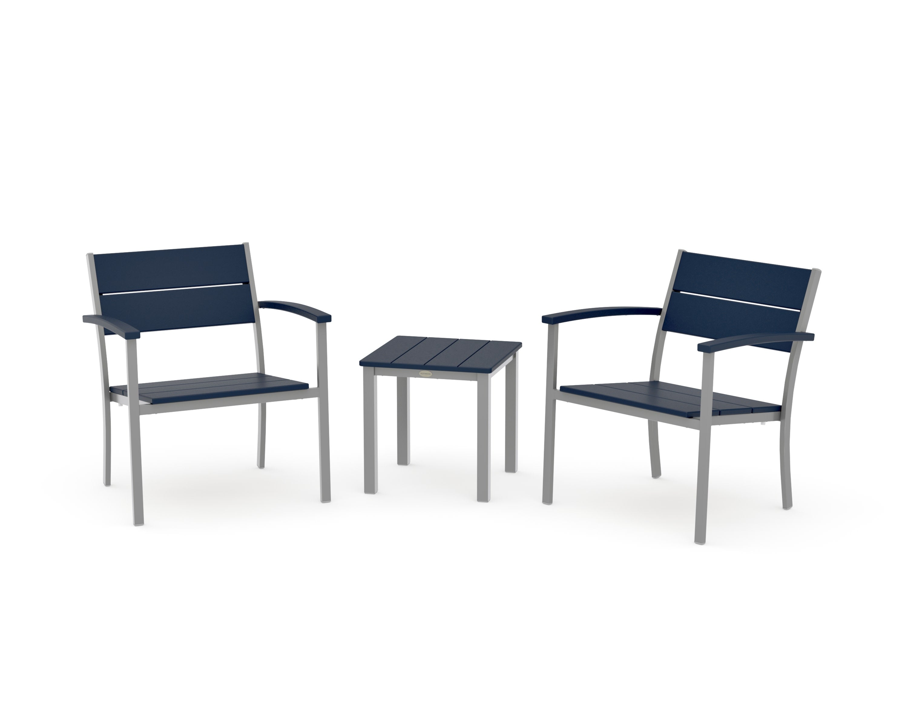 Main Street 3-Piece Lounge Chair Set in Silver / Navy