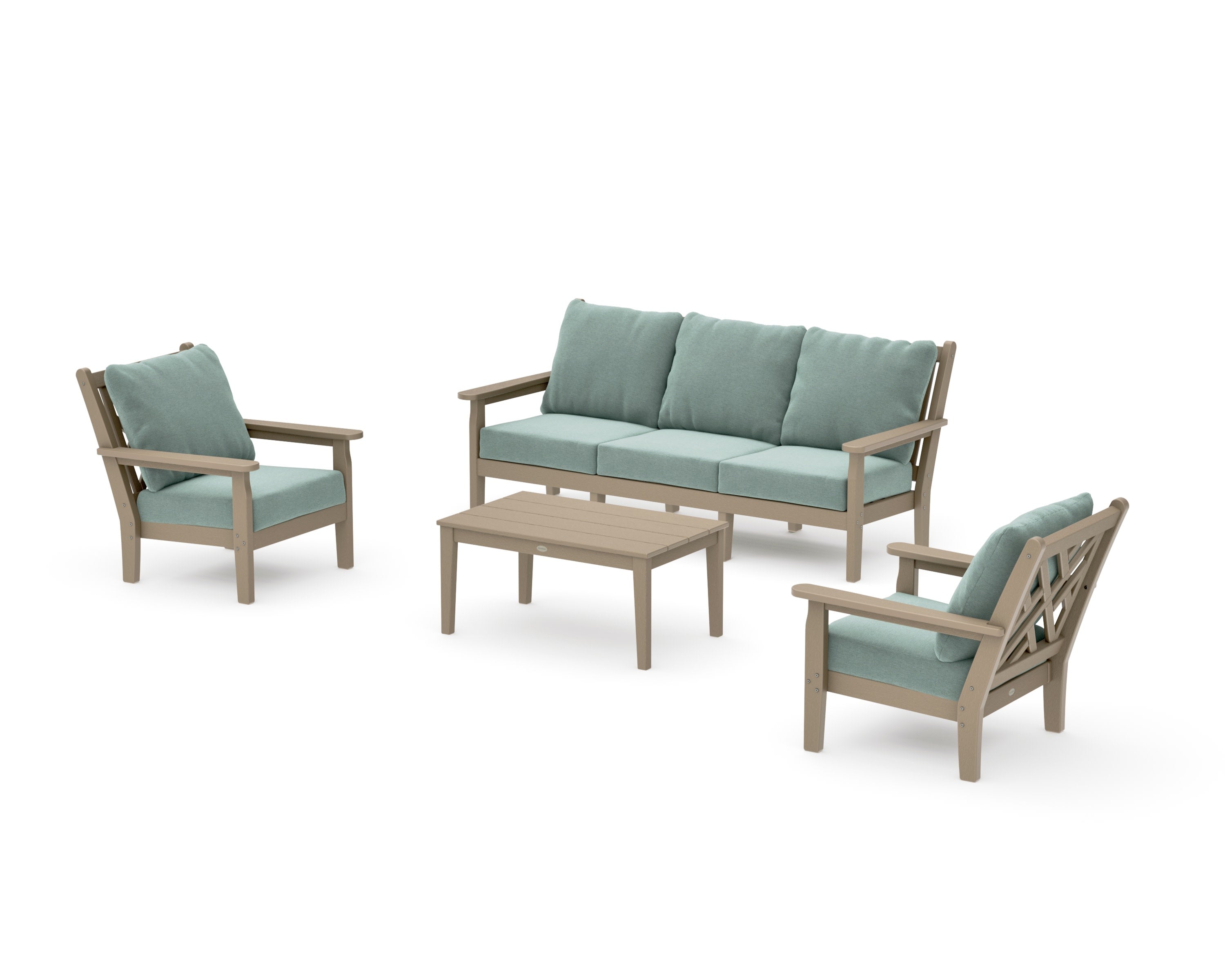 Chippendale 4-Piece Deep Seating Set with Sofa in Vintage Sahara / Glacier Spa