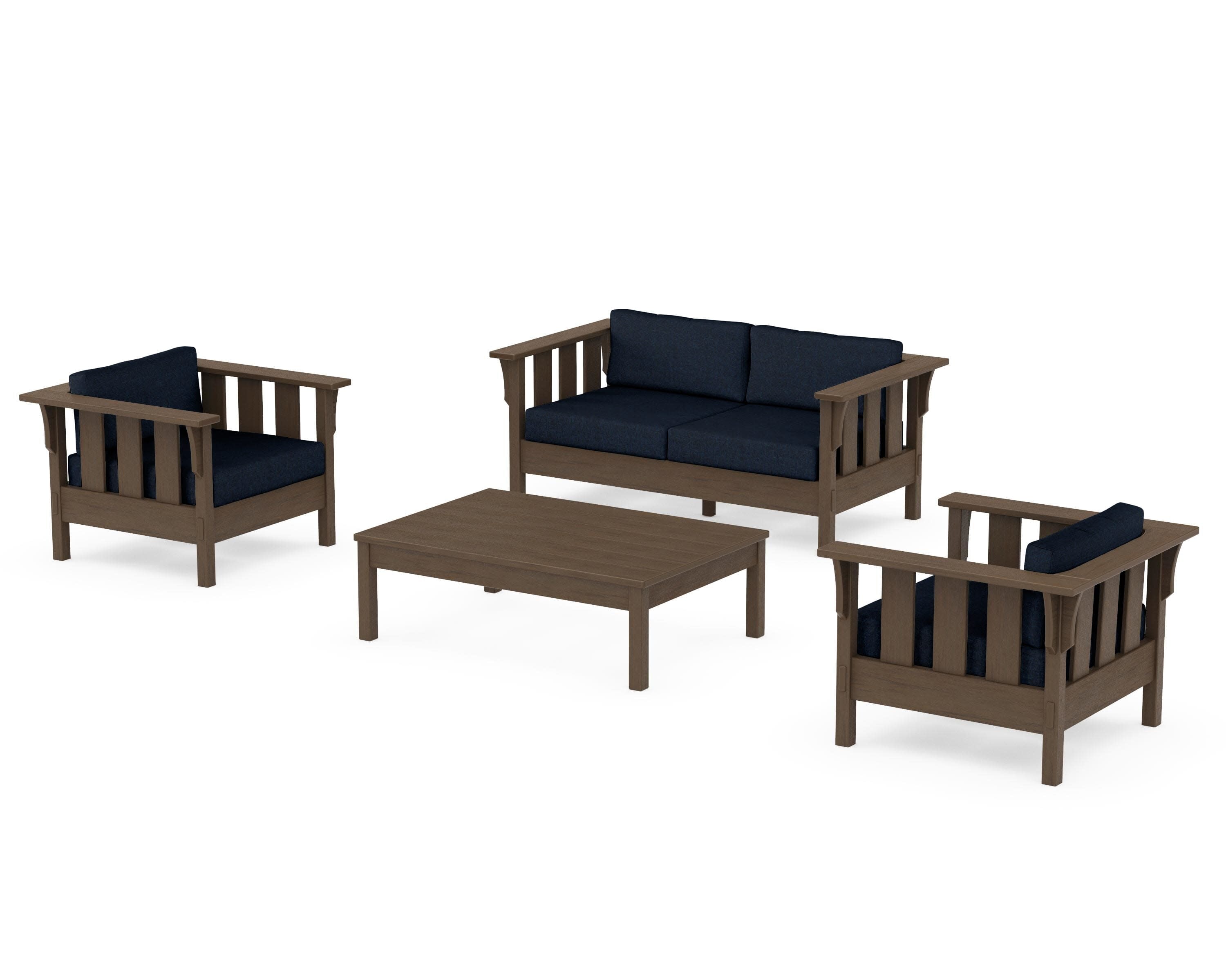 Acadia 4-Piece Deep Seating Set with Loveseat in Kona / Marine Indigo