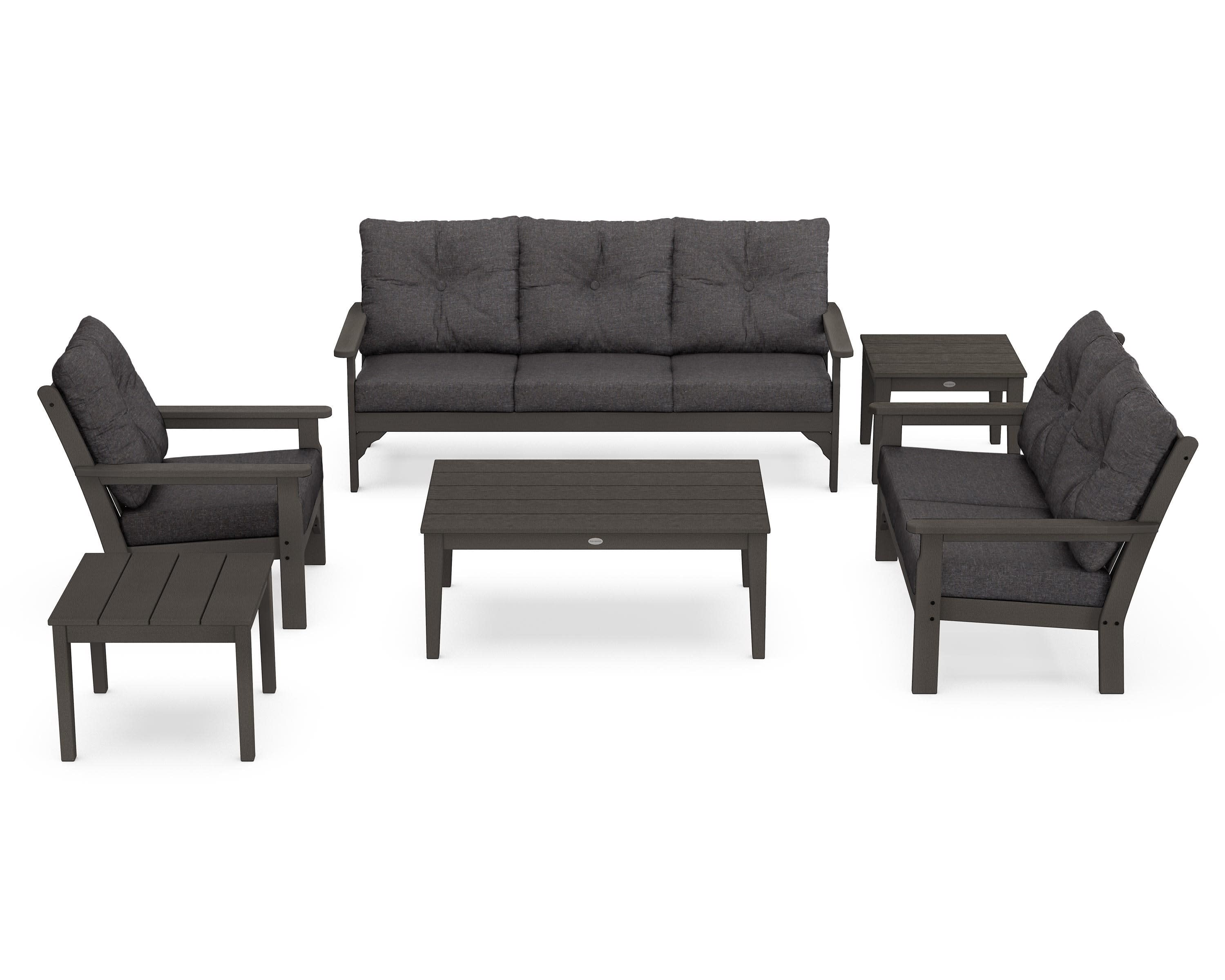 Vineyard 6-Piece Deep Seating Set in Vintage Coffee / Ash Charcoal