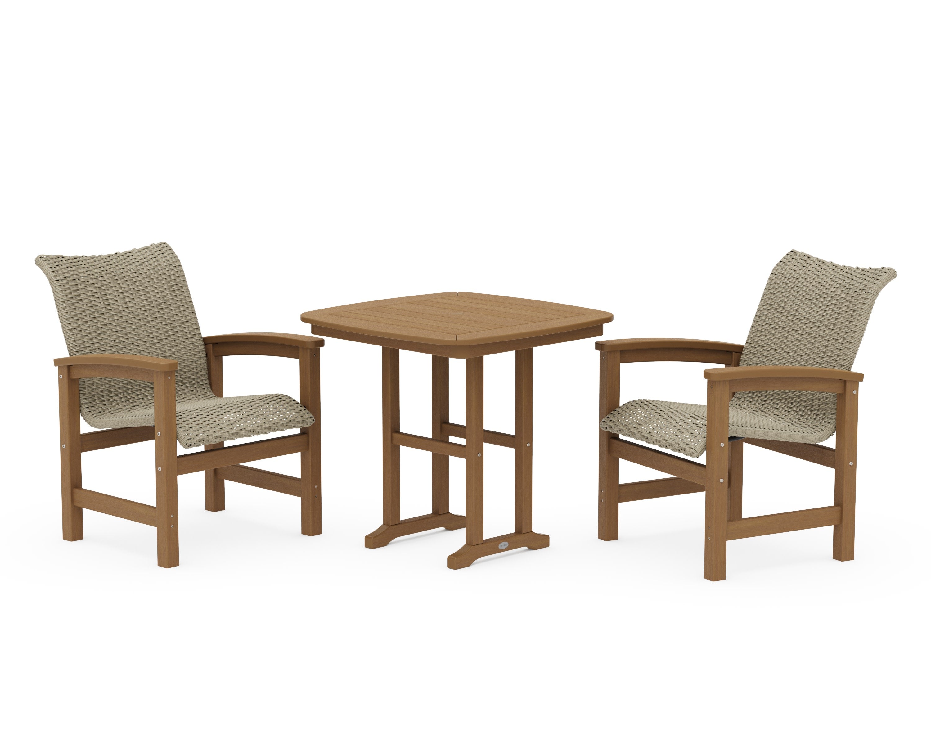 Coastal Woven 3-Piece Dining Set in Natural / Dune Grass