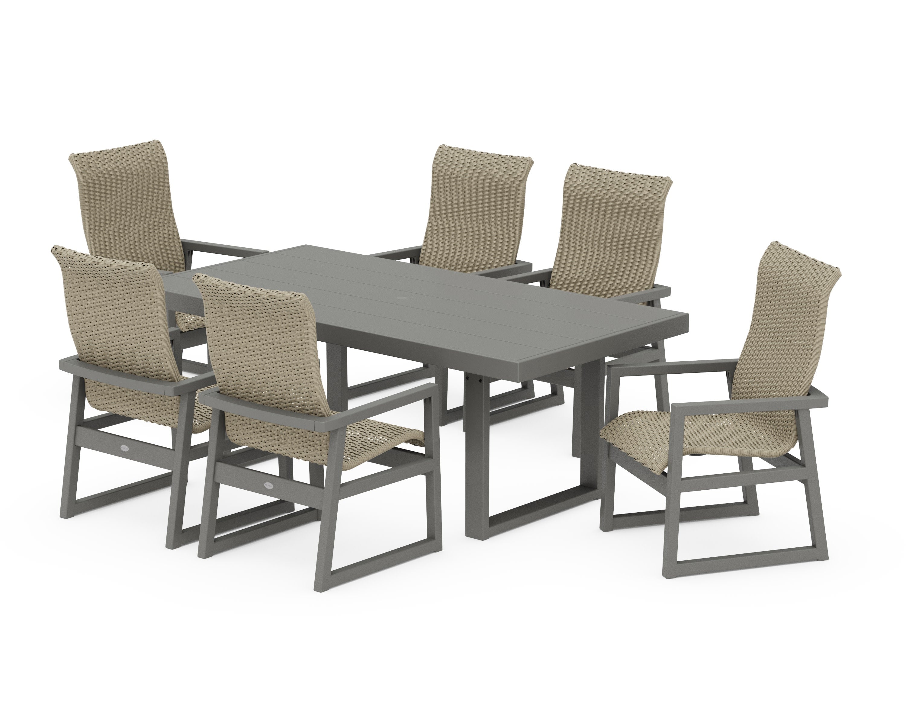 EDGE Woven Highback Arm Chair 7-Piece Dining Set