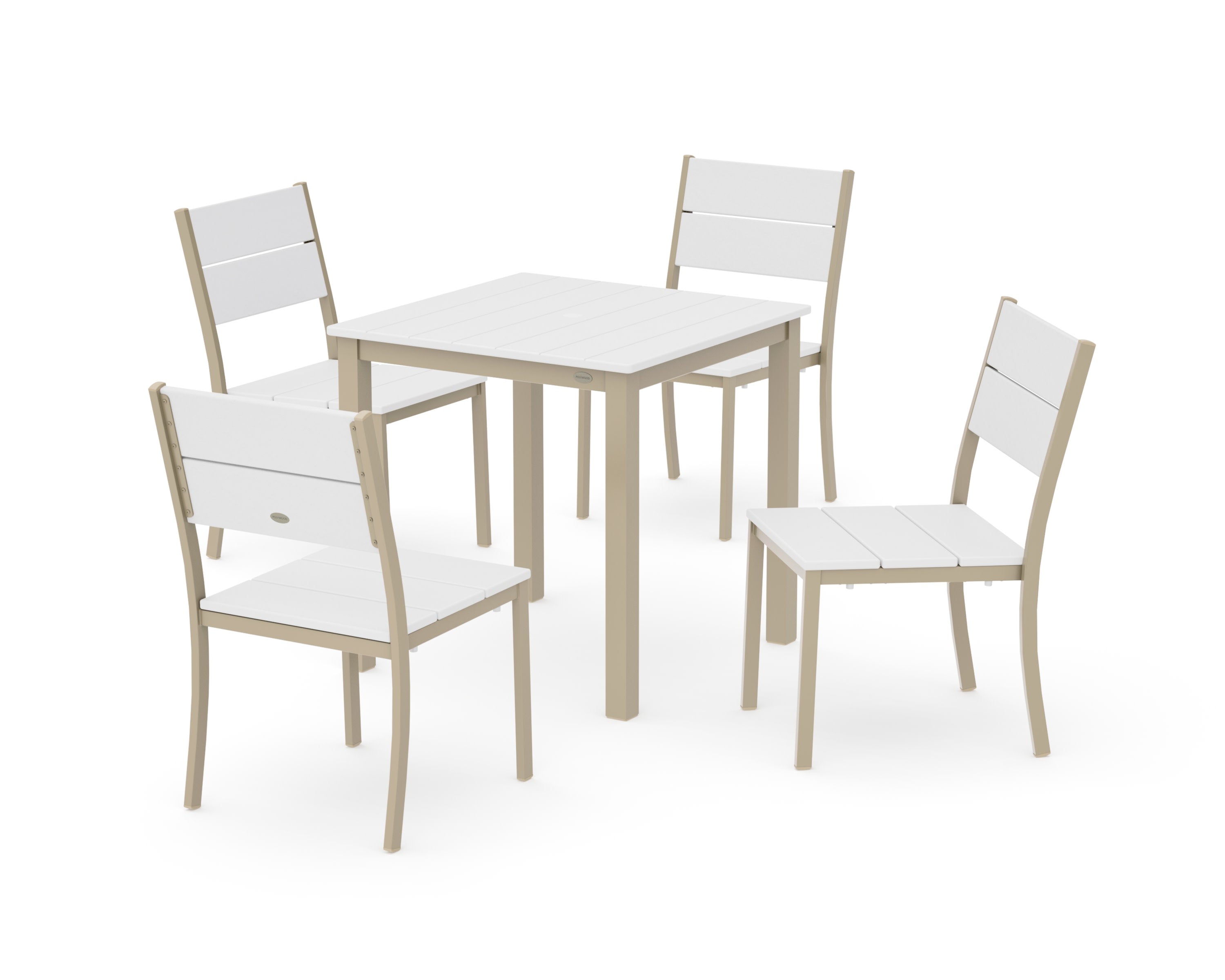 Main Street 5-Piece Square Dining Set- Small in Sand / White