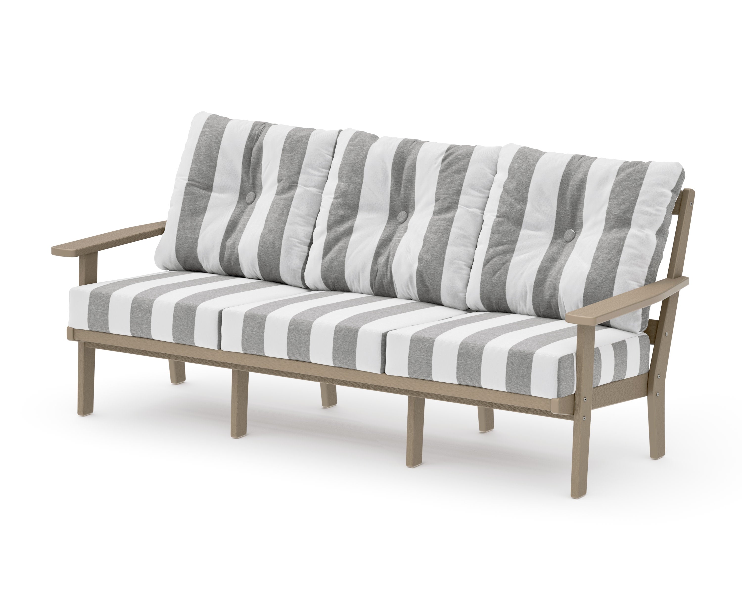 Oxford Deep Seating Sofa in Vintage Sahara / Cabana Stripe Grey Mist