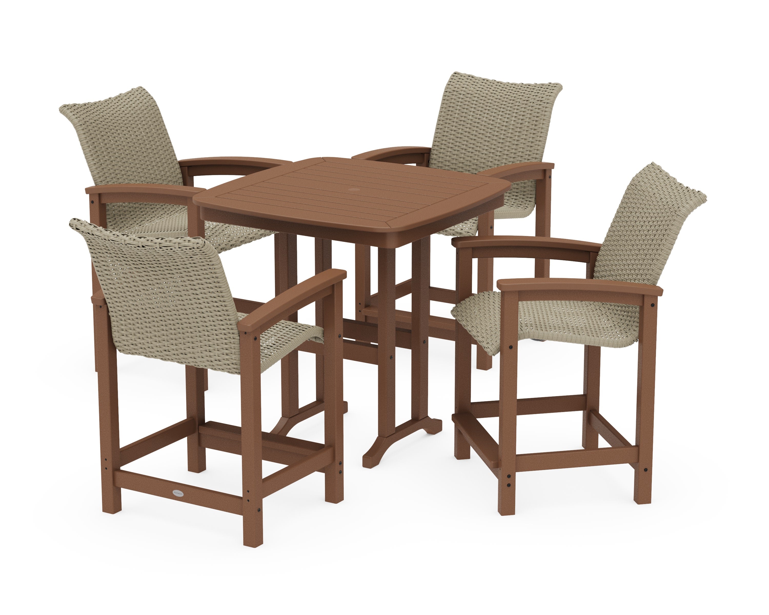 Coastal Woven 5-Piece Counter Set in Teak / Dune Grass