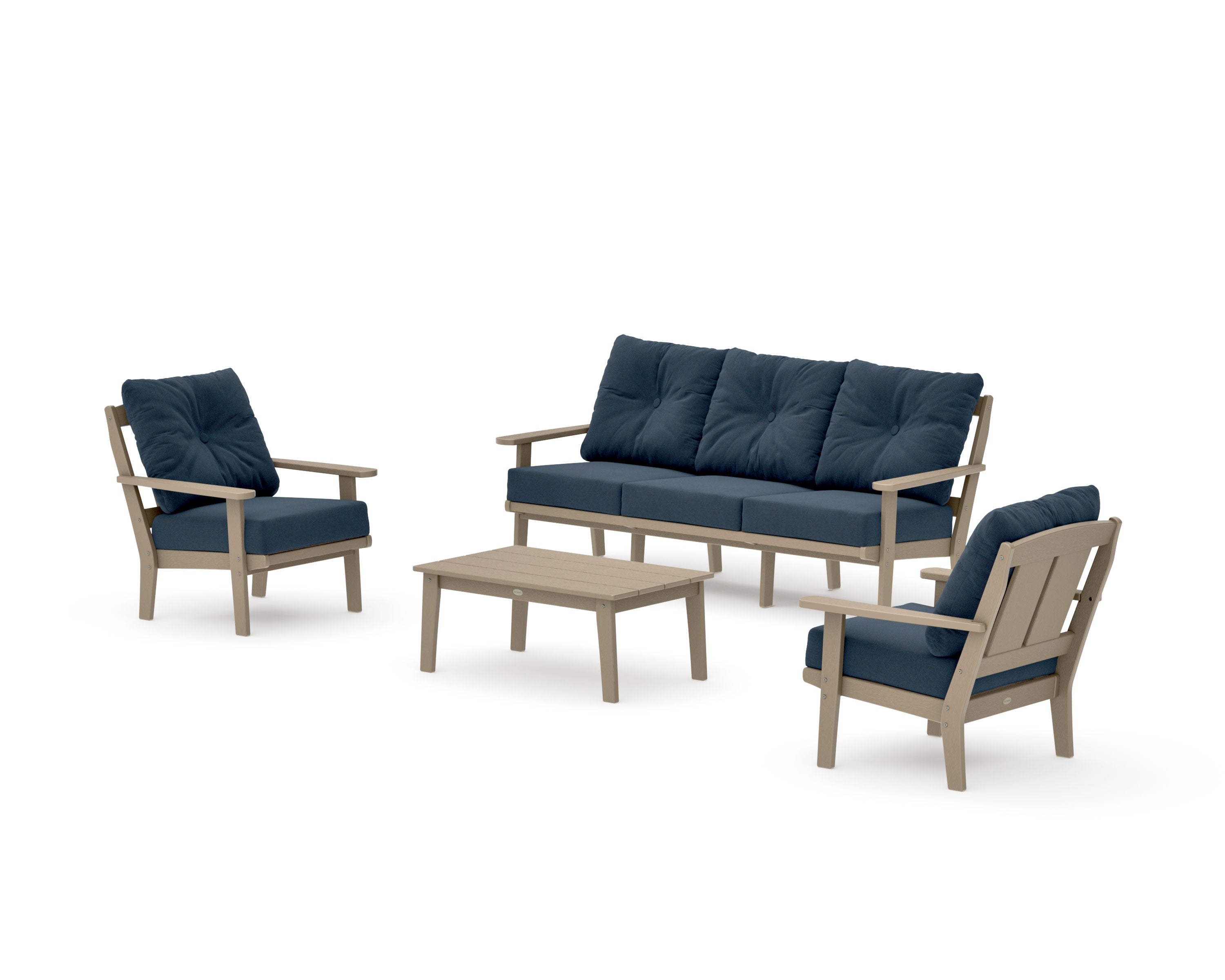 Mission 4-Piece Deep Seating Set with Sofa in Vintage Sahara / Marine Indigo