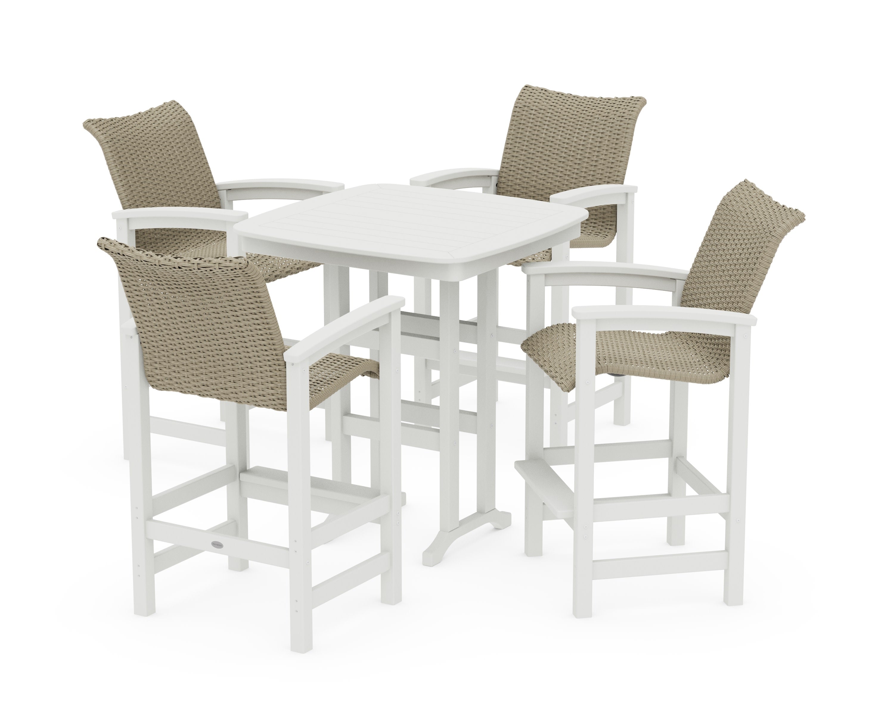 Coastal Woven 5-Piece Bar Set in White / Dune Grass